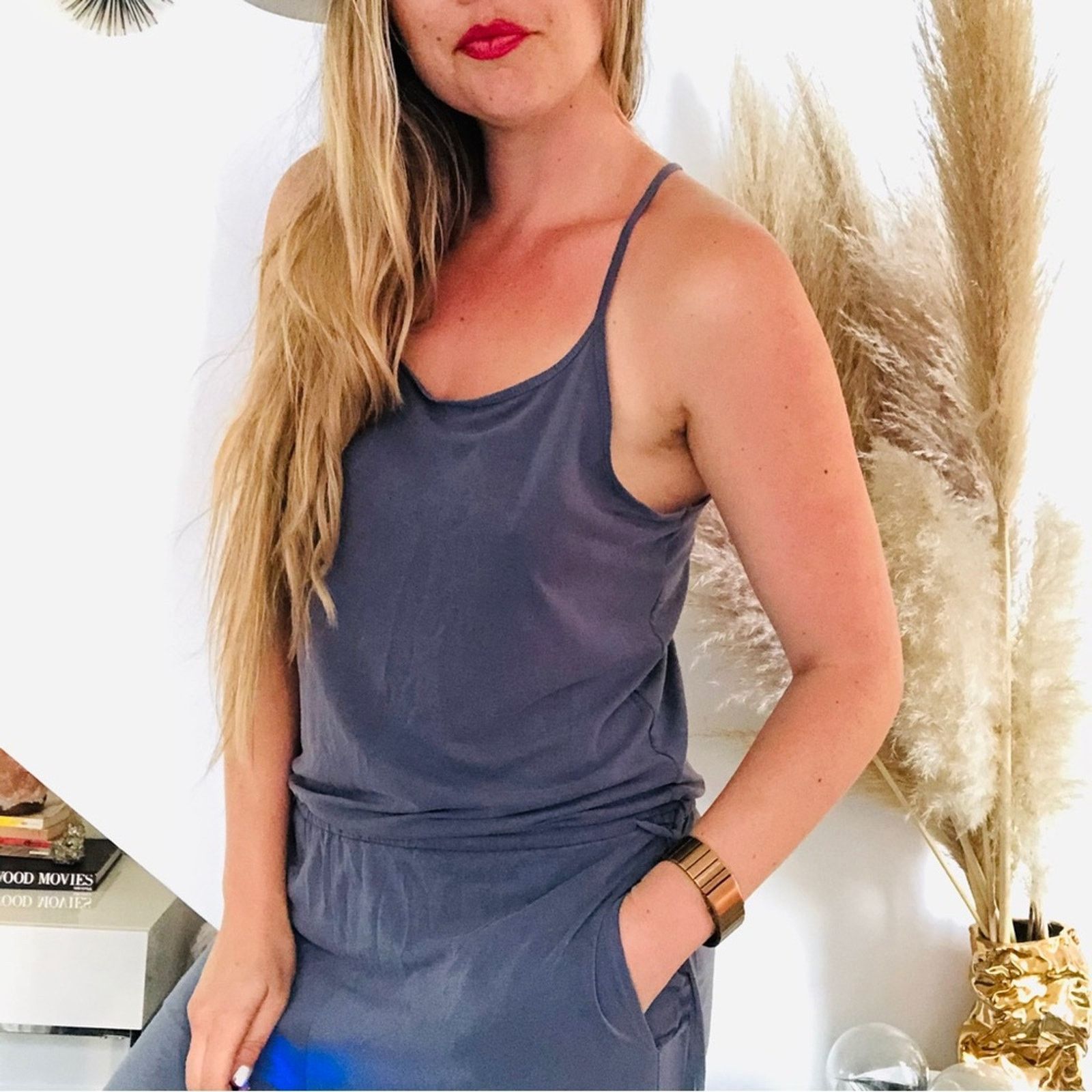 Gap GAP Grey Blue Tie Racerback Tank Top Slim Jumpsuit Romper Size 28" / US 6 / IT 42 - 10 Thumbnail
