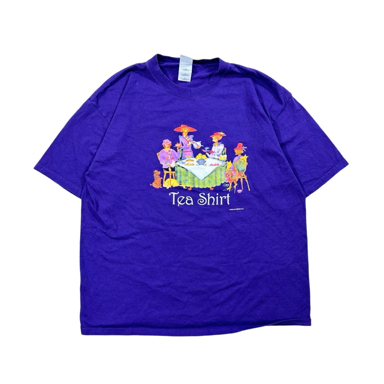 Vintage Vintage 00s Tea Shirt Graphic T Shirt Size US XL / EU 56 / 4 - 1 Thumbnail