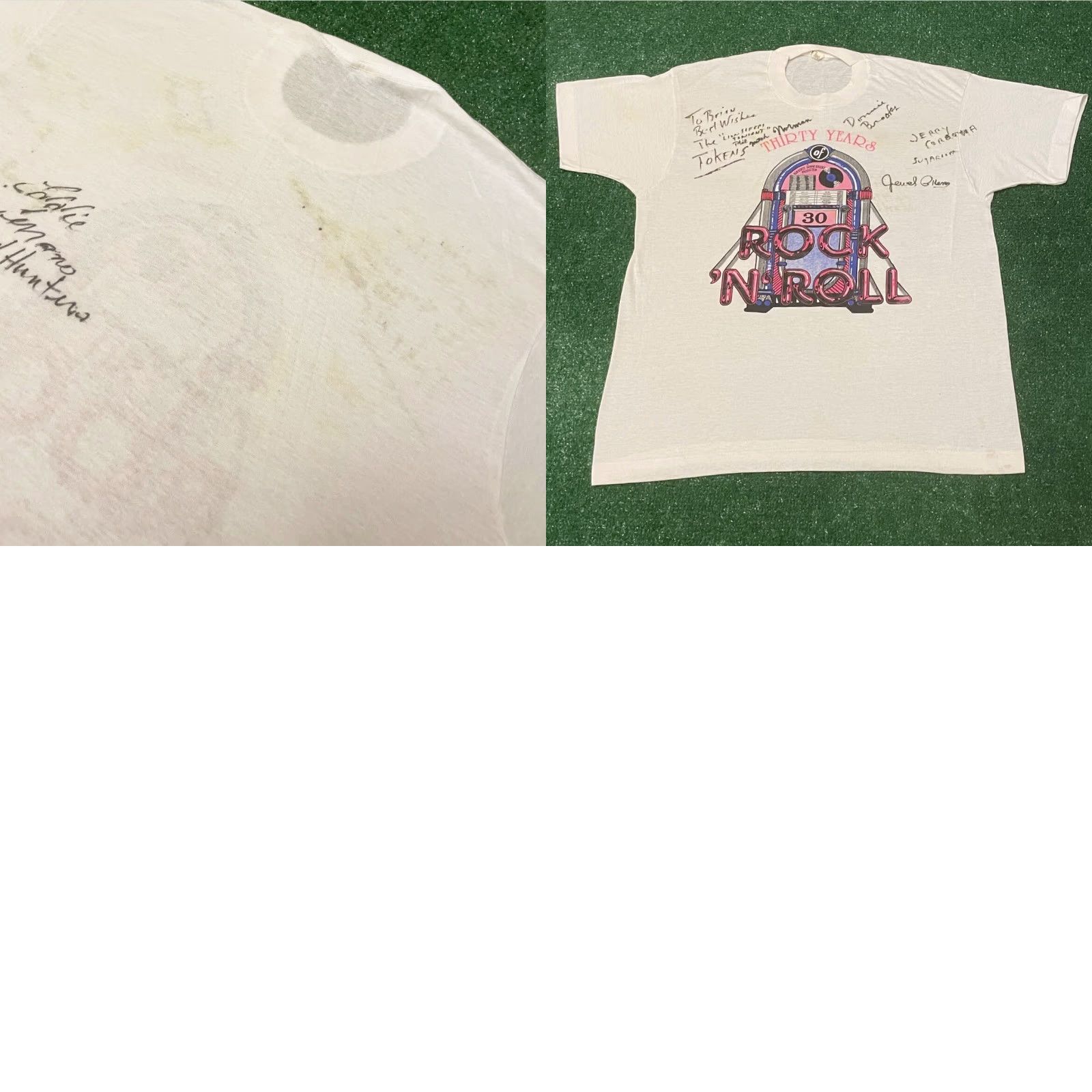 Vintage VINTAGE 80s 90s Thirty Years Of Rock N Roll Autograph T-Shirt L White Mens Band Tee Size US L / EU 52-54 / 3 - 8 Thumbnail