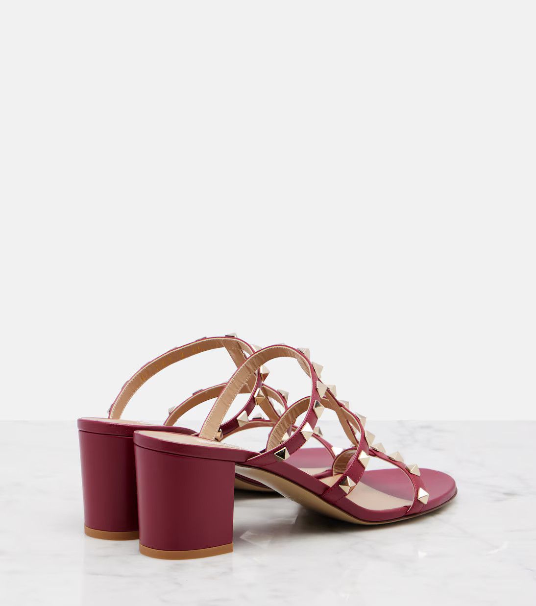 Valentino os11x0126 Rockstud 60 Mules in Burgundy Size US 9 / IT 39 - 3 Thumbnail