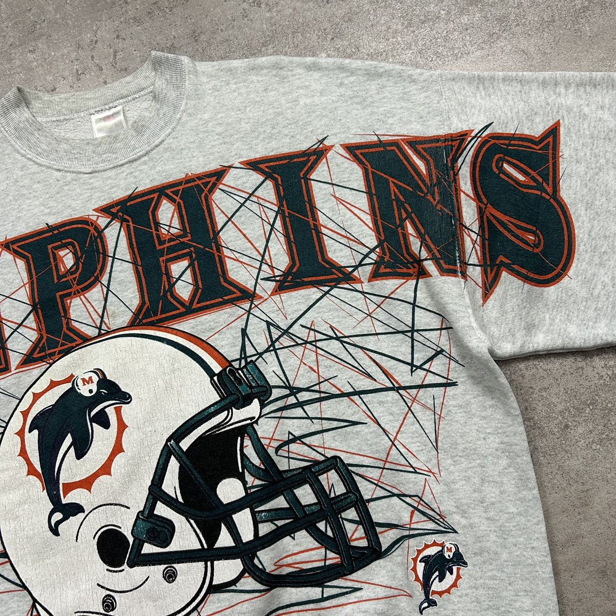 Fruit Of The Loom × NFL × Vintage VTG 90s NFL MIAMI DOLPHINS SPELL OUT SWEATSHIRT CREWNECK Size US XL / EU 56 / 4 - 4 Thumbnail