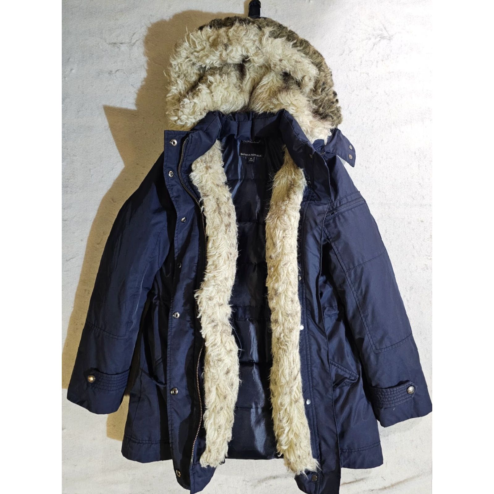 Banana Republic Banana Republic Parka Jacket Womens M Blue Down Faux Fur Hooded Removable Hood Classic 2 Way Front Zipper Pockets Winter Casual Travel Long Coat Size M / US 6-8 / IT 42-44 - 7 Thumbnail