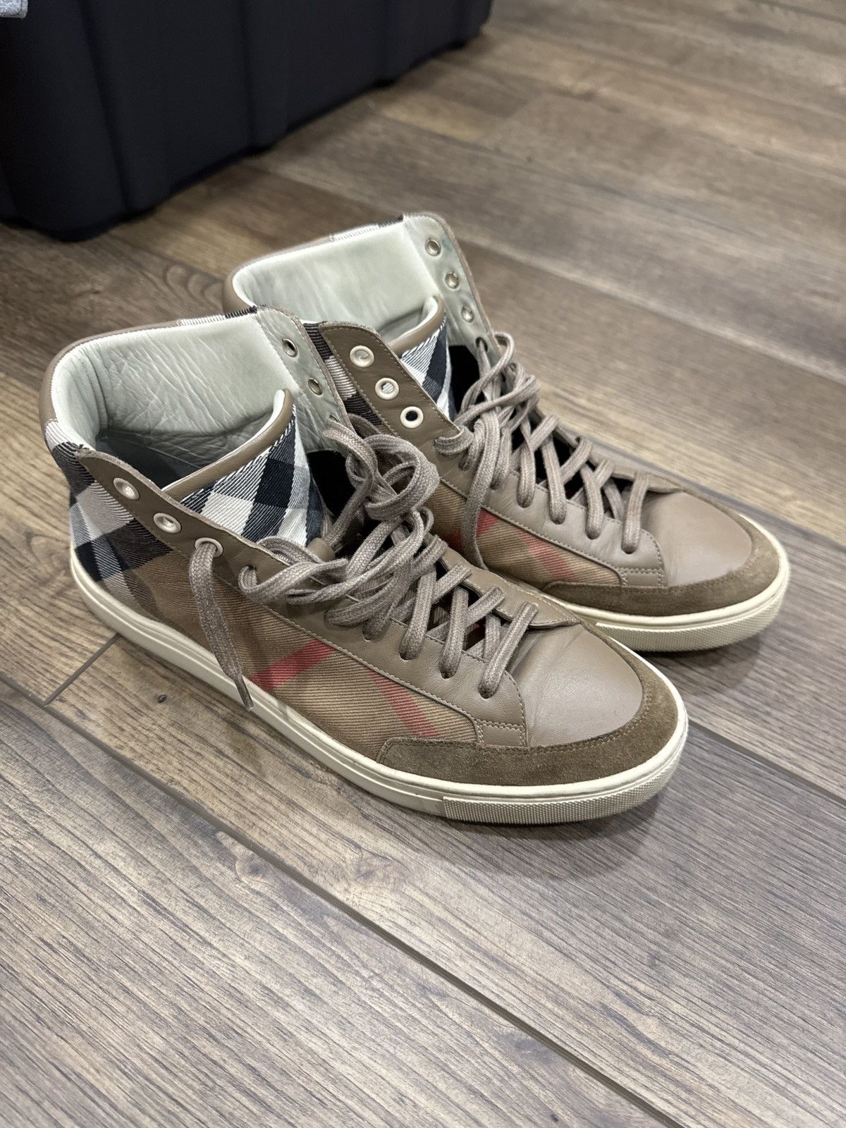 Burberry Burberry High-Top Tartan Leather-Suede-Cloth Sneaker Size US 8.5 / EU 41-42 - 9 Thumbnail