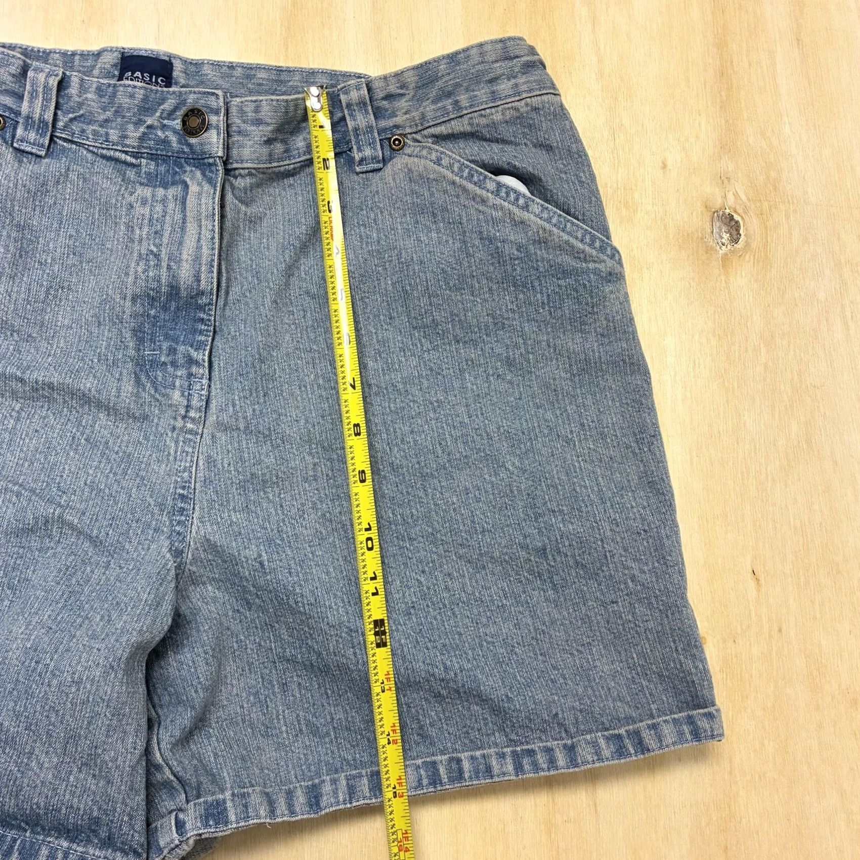 Basic Editions Basic Editions Shorts Womens 14 Blue Denim Mom Elastic Waist Casual Summer Size 36" / US 14 / IT 50 - 6 Thumbnail