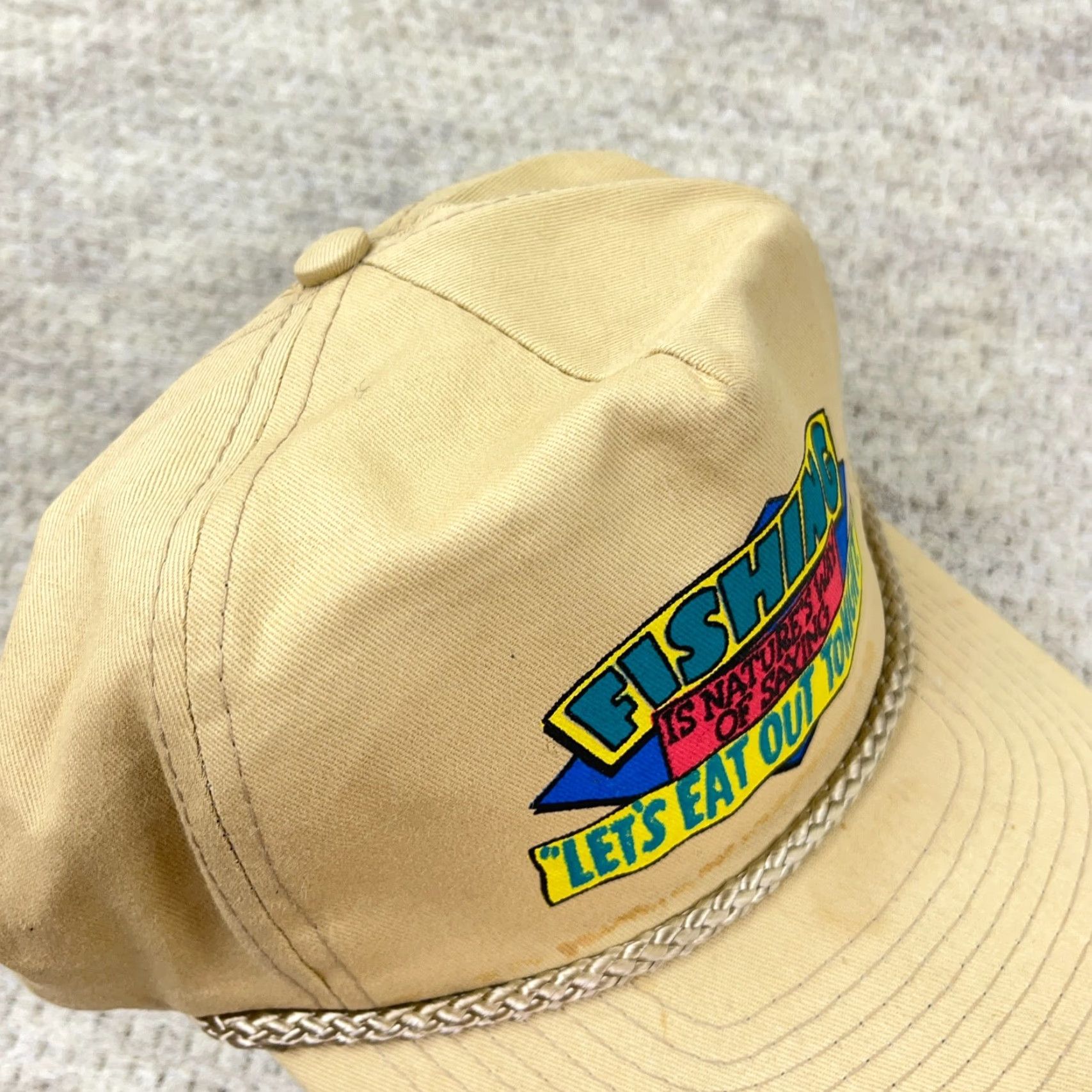 Roper VINTAGE Desiner Pro Fishing Trucker Hat Cap Snapback 90s Funny Joke Beige One Size Mens Size ONE SIZE - 5 Thumbnail
