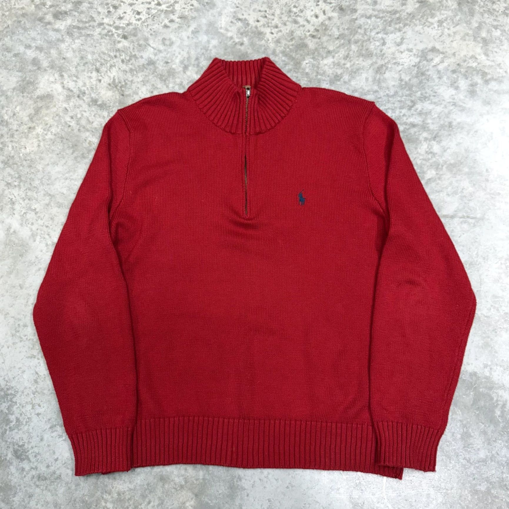 Polo Ralph Lauren Polo Ralph Lauren Sweater Mens Large Red 1/4 Zip Mock Neck Knit Pullover Pony Size US L / EU 52-54 / 3 - 4 Thumbnail