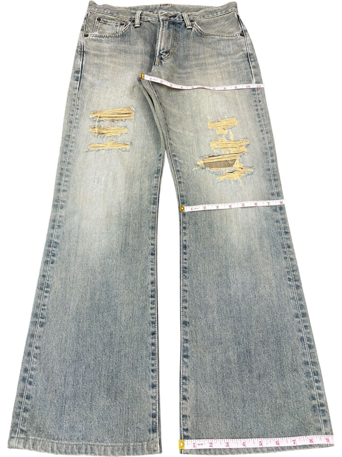Edwin Exclusive Vintage Edwin Rusty Wash Distressed Flare Jeans Size US 31 - 13 Thumbnail