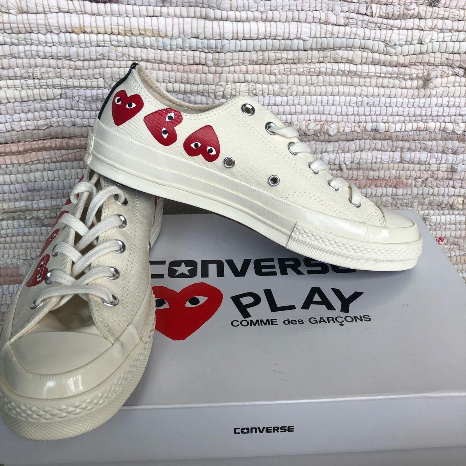 Other NWT CDG Multi Heart Converse 70 Ox Cream Low Tops Grailed