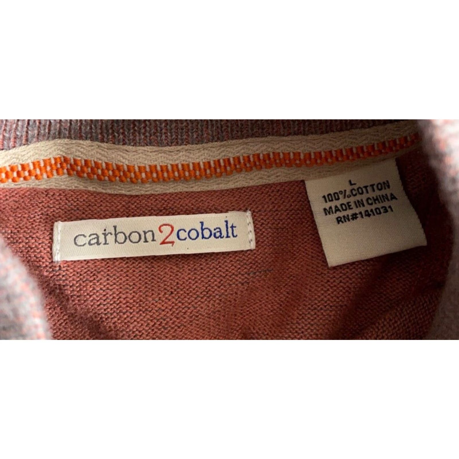 Carbon2Cobalt Carbon 2 Cobalt Henley Sweater Men's Large Gray Orange Cotton Lightweight Knit Shirt Size US L / EU 52-54 / 3 - 3 Thumbnail