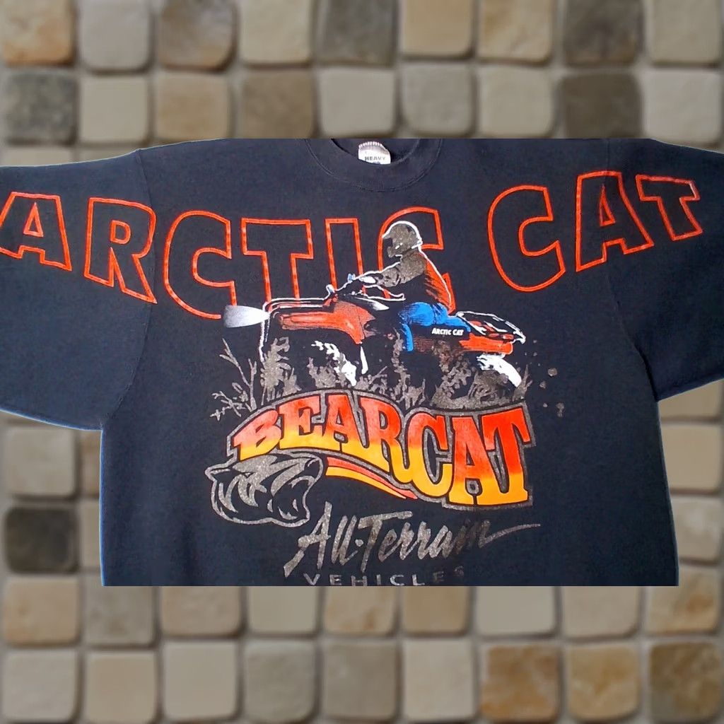 Fruit Of The Loom VINTAGE Arctic Cat Bearcat Sweatshirt Large Glitter Graphic ATV Crewneck USA Men L Black | 90s Fruit of the Loom Graphic Sweatshirt Size US L / EU 52-54 / 3 - 1 Thumbnail