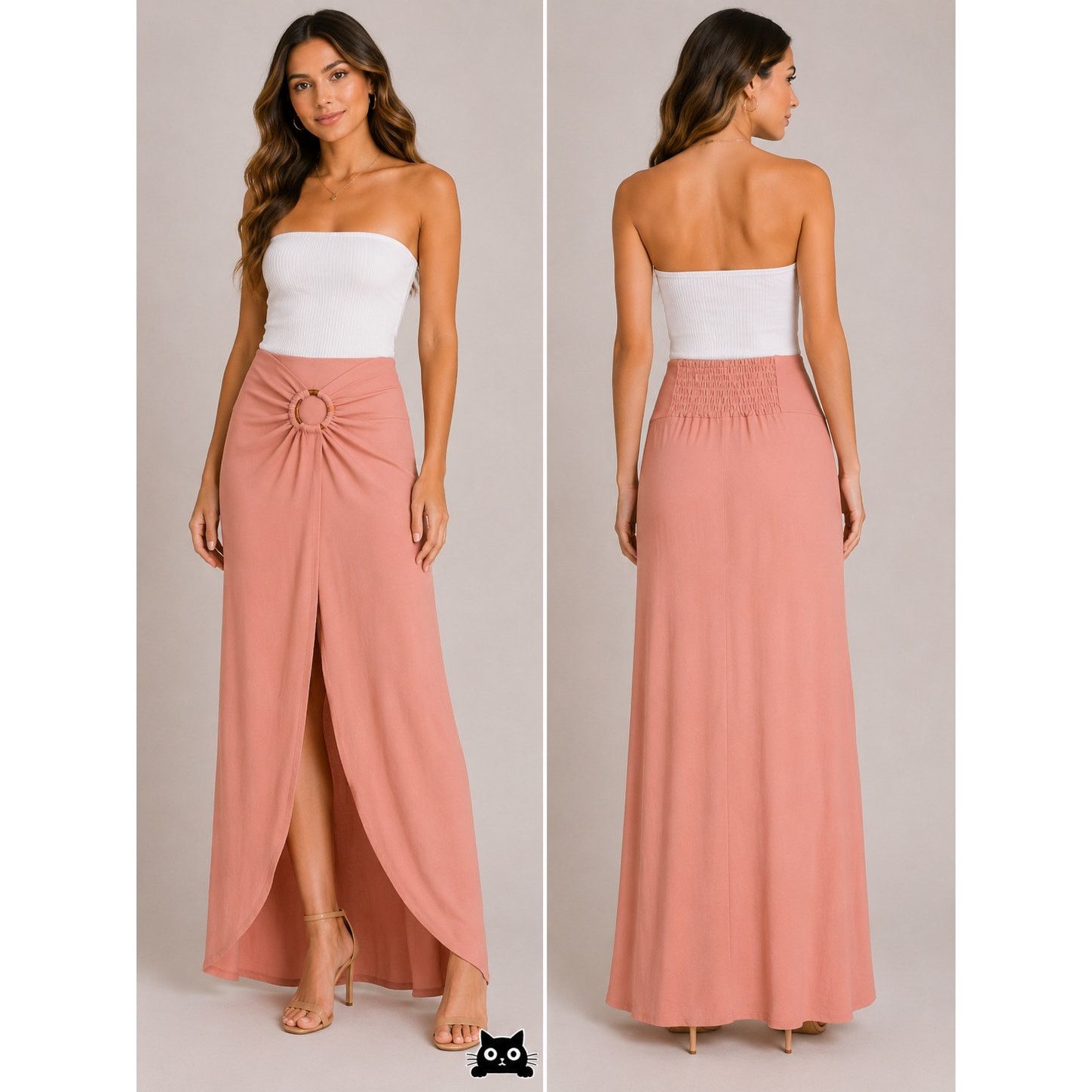 Topshop NWT Topshop Peachy Gather Maxi Skirt O-Ring Slit Front 4 / 6 Size 27" / US 4 / IT 40 - 11 Thumbnail