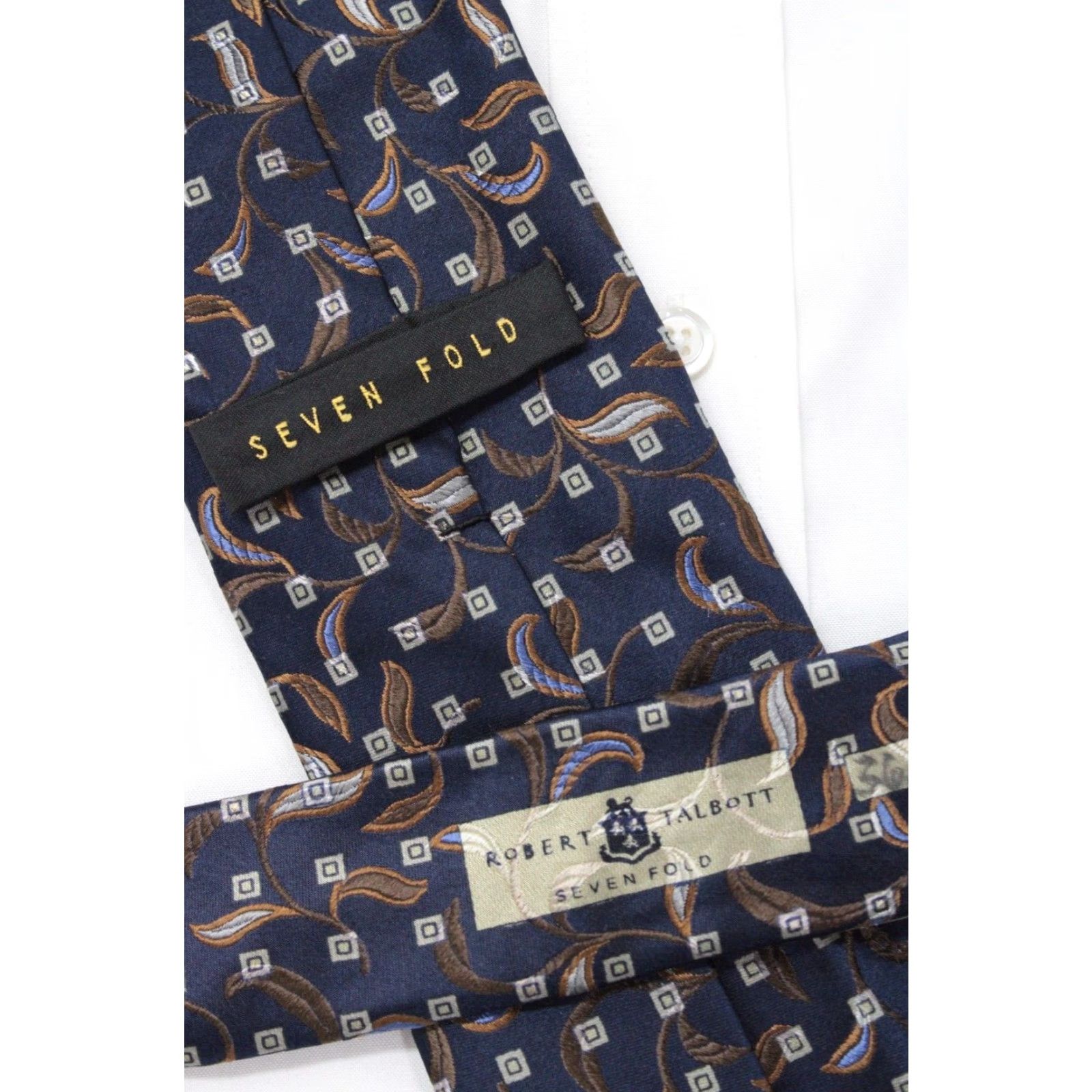 Robert Talbott VINTAGE Robert Talbott Seven-Fold Necktie Men's Blue Geometric Silk Tie Designer Size ONE SIZE - 6 Thumbnail
