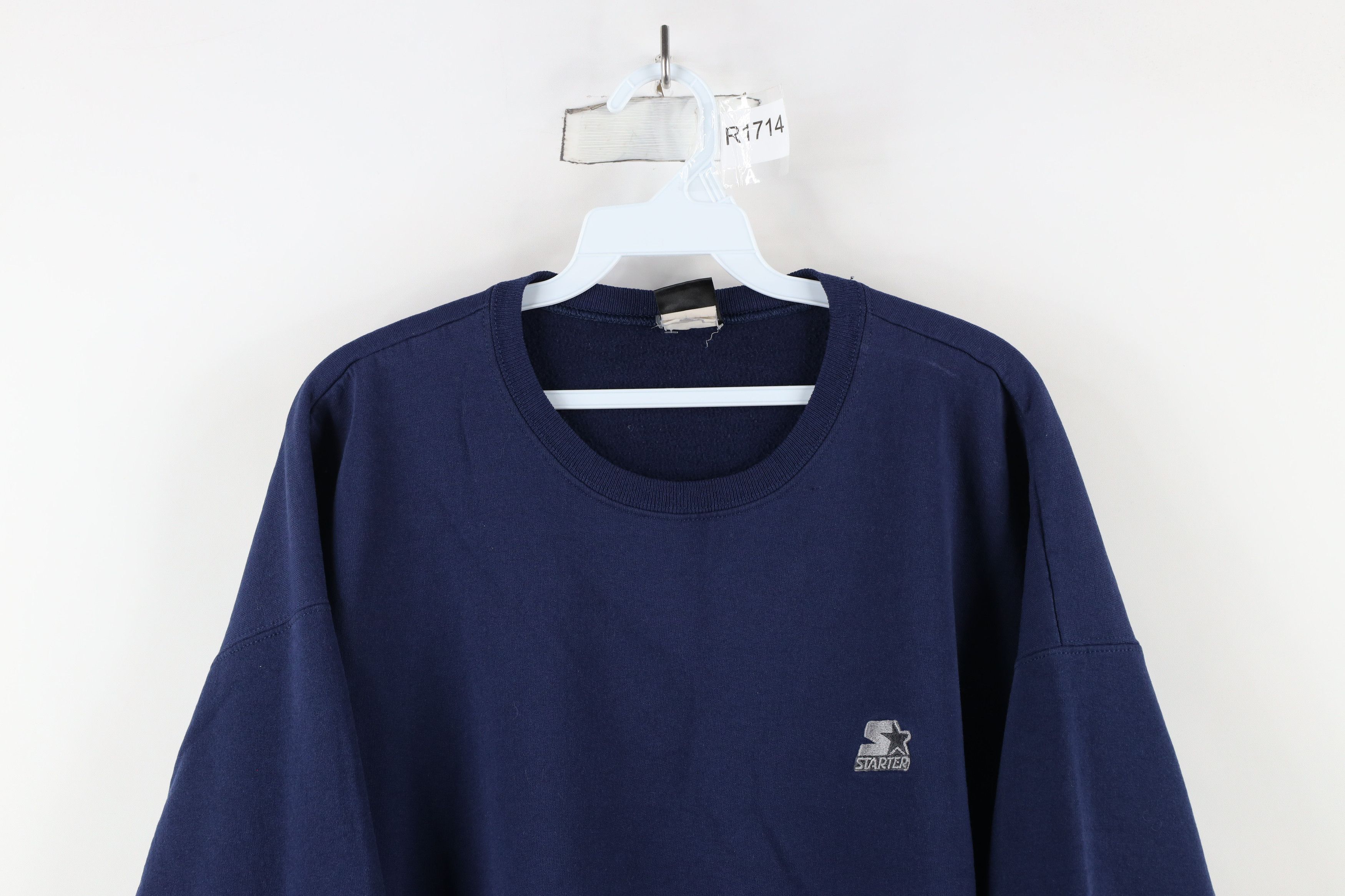 Starter × Vintage Vintage 90s Starter Spell Out Crewneck Sweatshirt Navy Blue Size US XL / EU 56 / 4 - 2 Thumbnail
