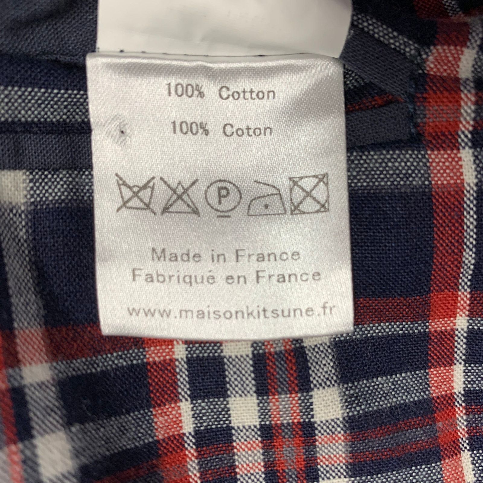 Maison Kitsune Size 36 Navy Red White Plaid Cotton Sport Coat Size 36R - 8 Thumbnail