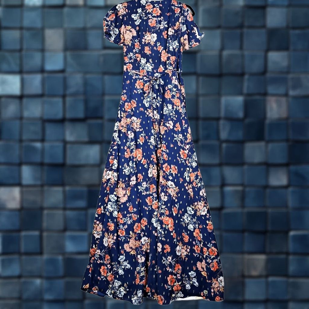 Lulus Lulu's Divine Days Navy Blue Floral Printed Wrap Maxi Women's Dress XS Size XS / US 0-2 / IT 36-38 - 1 Thumbnail
