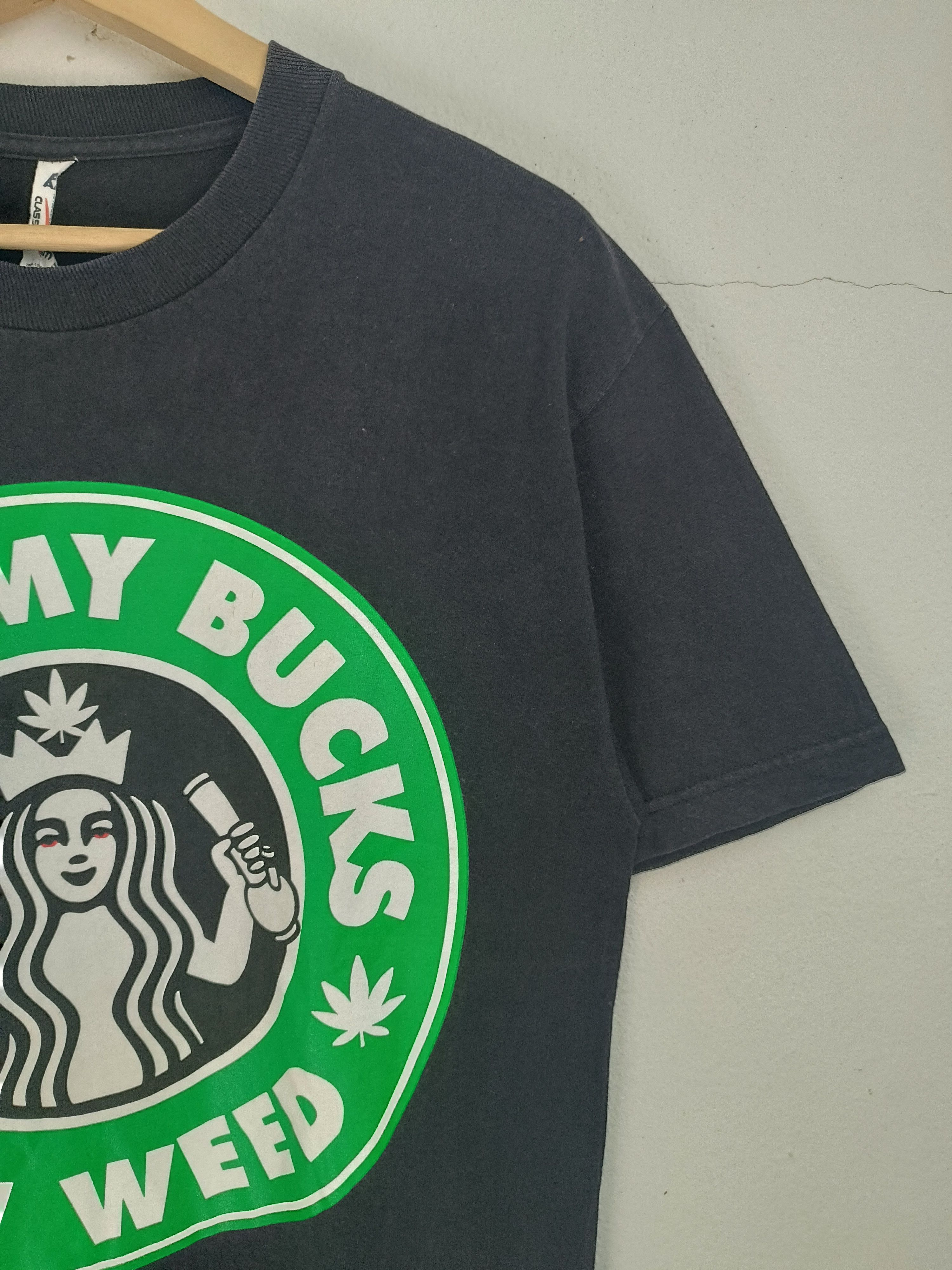 Vintage VINTAGE Y2K SPEND MY BUCKS ON WEED STARBUCKS PARODY TEE Size US M / EU 48-50 / 2 - 8 Thumbnail