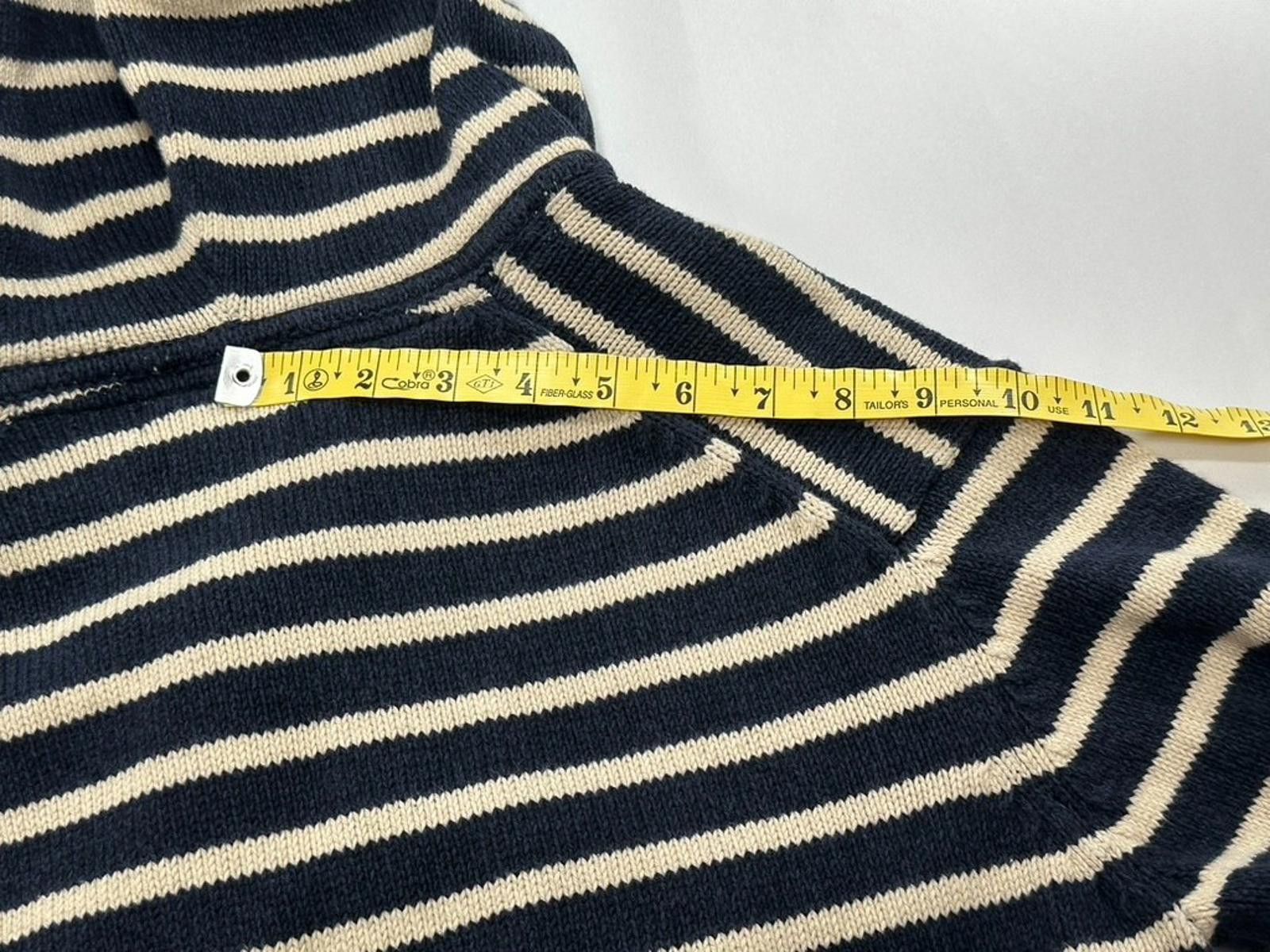 H&M HM LOGG 1/4 Button Striped Pocket Hoodie Blue Mens L Size US L / EU 52-54 / 3 - 11 Thumbnail