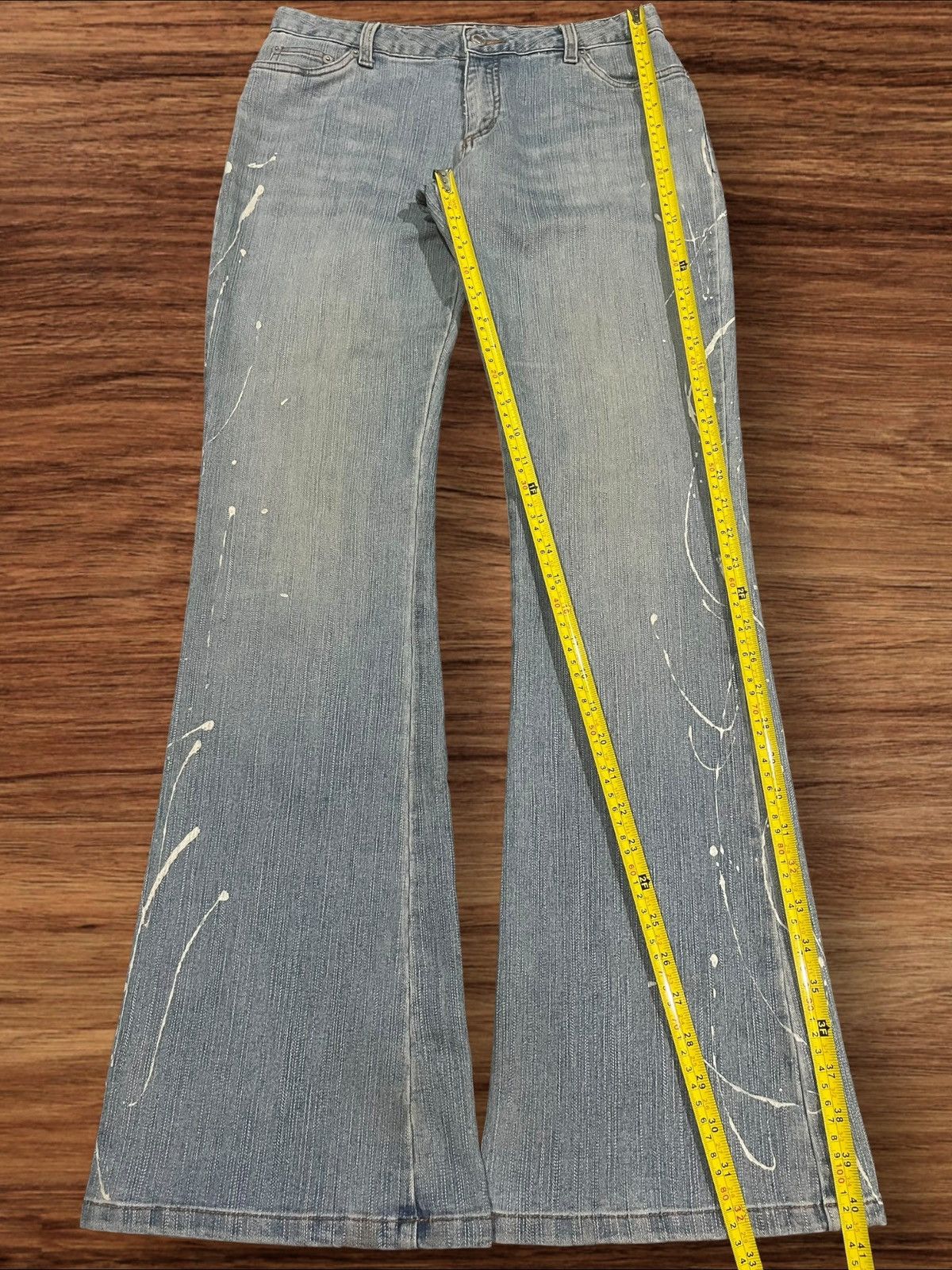 Hysteric Glamour × Japanese Brand × Tornado Mart Japanese Brand Paint Splattered Blue Wash Retro Flare Jeans Size US 29 - 11 Thumbnail