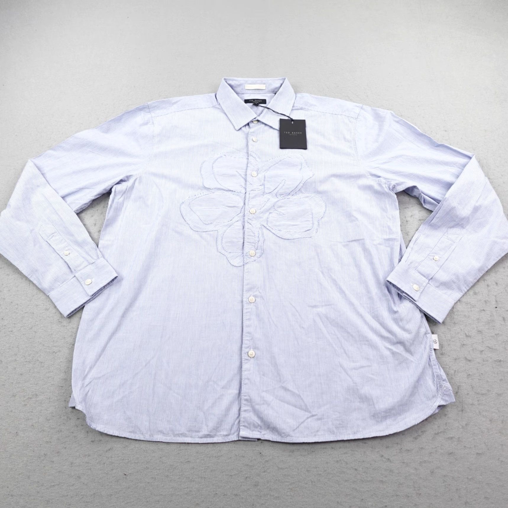 Ted Baker Ted Baker Shirt Mens 2XL Blue Striped Magnolia Floral Button Up NEW Size US XXL / EU 58 / 5 - 2 Thumbnail