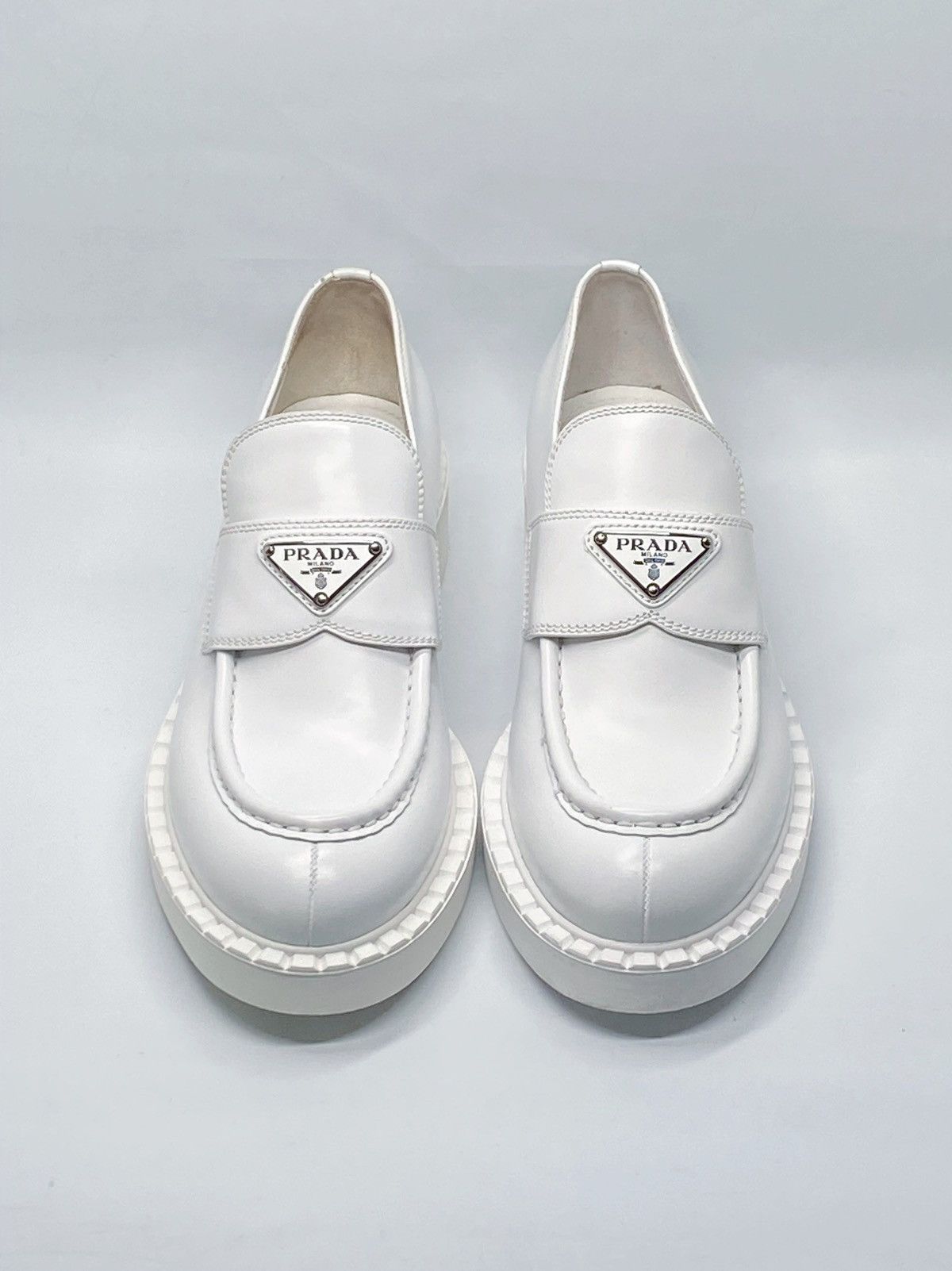 Prada Prada Spazzolato Logo Platform Leather Loafers size 39 Size US 9 / IT 39 - 4 Thumbnail