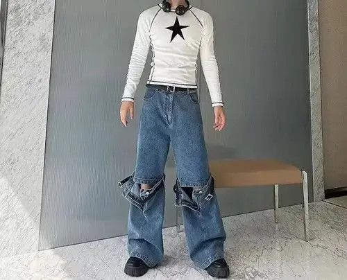 Baggy Distressed Blue Denim Jeans