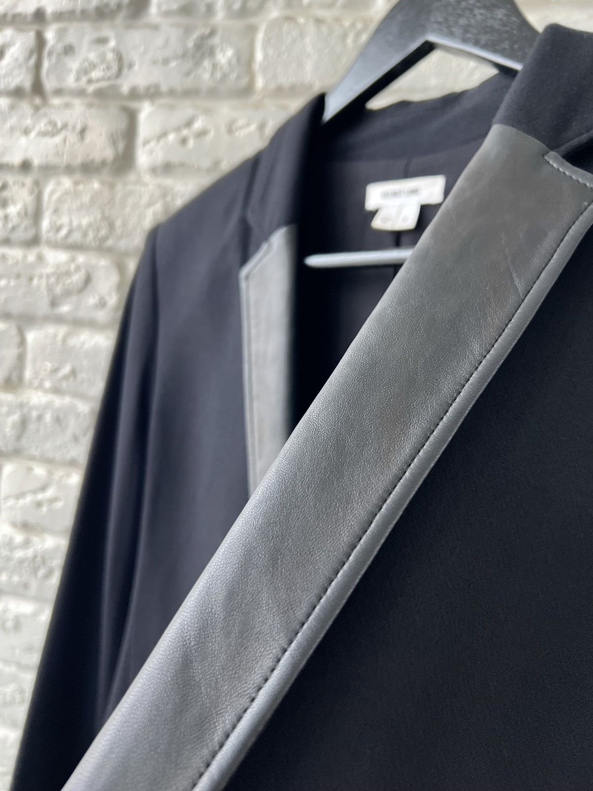 Helmut Lang Helmut Lang Noa Leather-Trim Black Wool Blazer Jacket Size S / US 4 / IT 40 - 5 Thumbnail