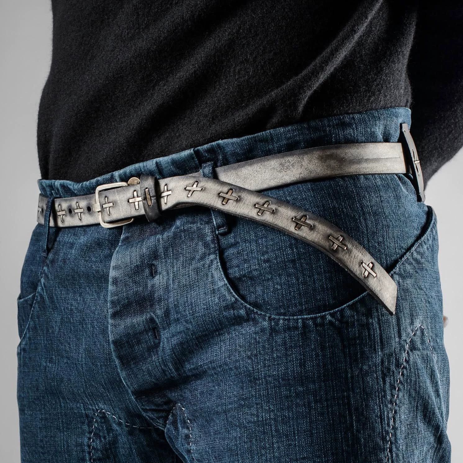 Ma+ M.A+ EQ2C Irregular Dyed Elephant Gray Cross Belt 2.5 M Size ONE SIZE - 7 Thumbnail