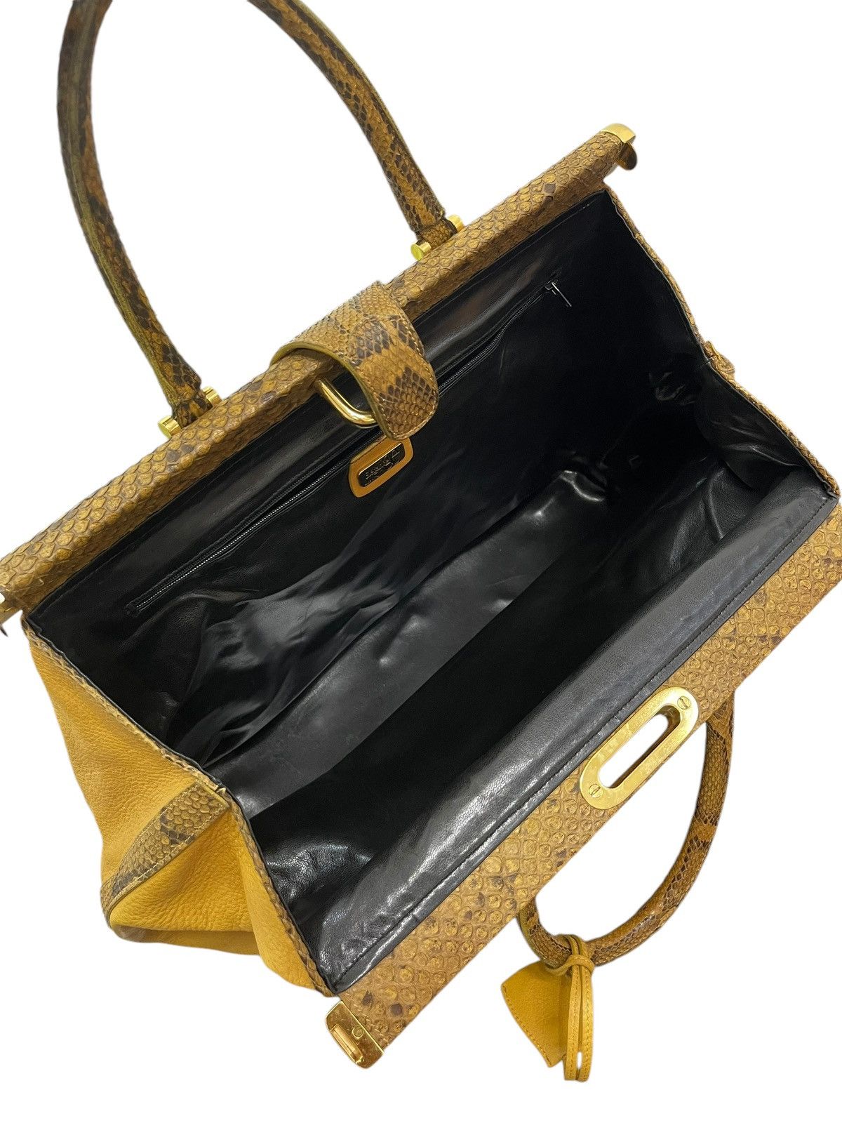 Genuine Leather Full Leather Python Vtg Elegance Italy Hand Bag 1🟩0 Size ONE SIZE - 20 Thumbnail