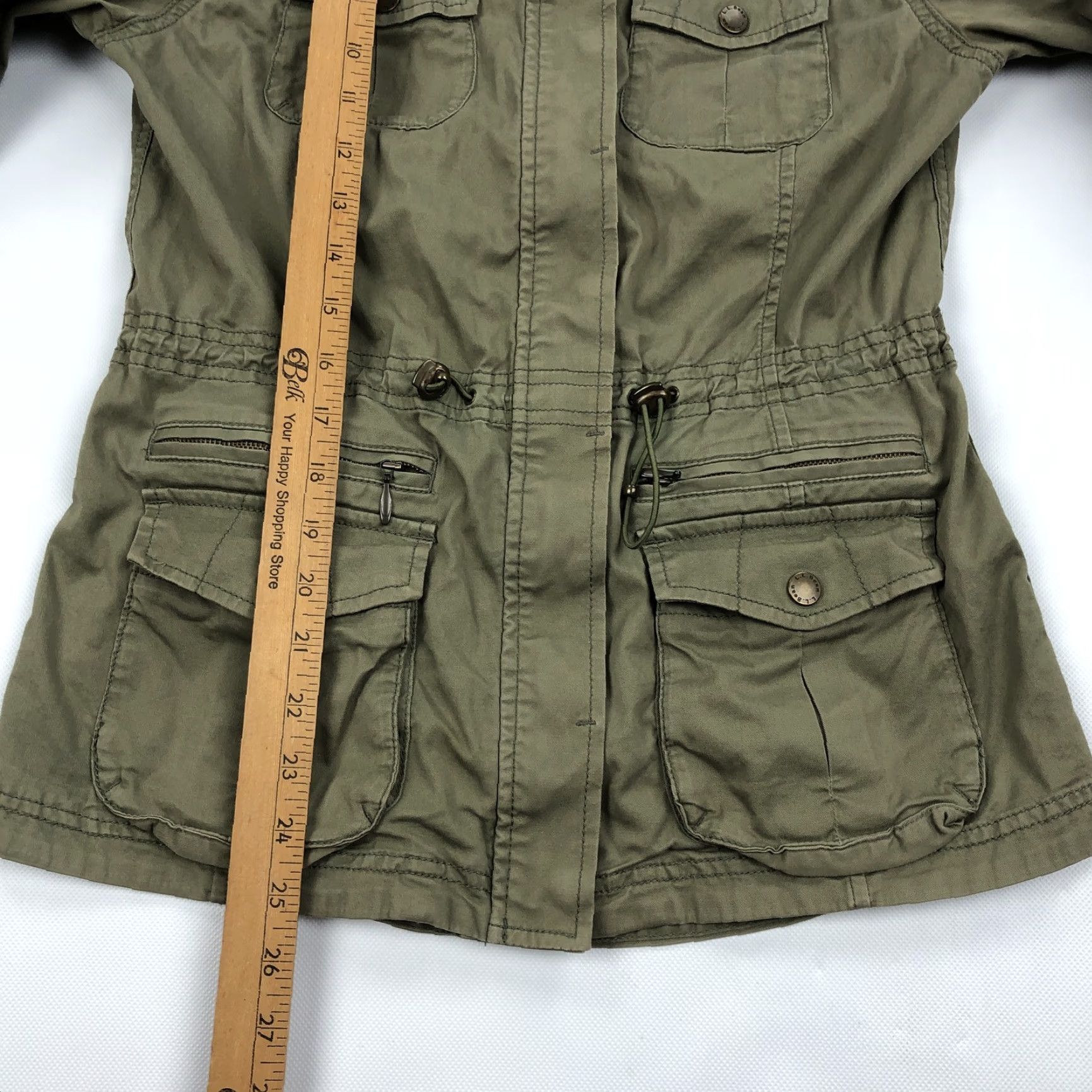Vintage L.L.Bean Women's XS Regular Olive Green Cotton Blend Utility Safari Jacket Size XS / US 0-2 / IT 36-38 - 6 Thumbnail