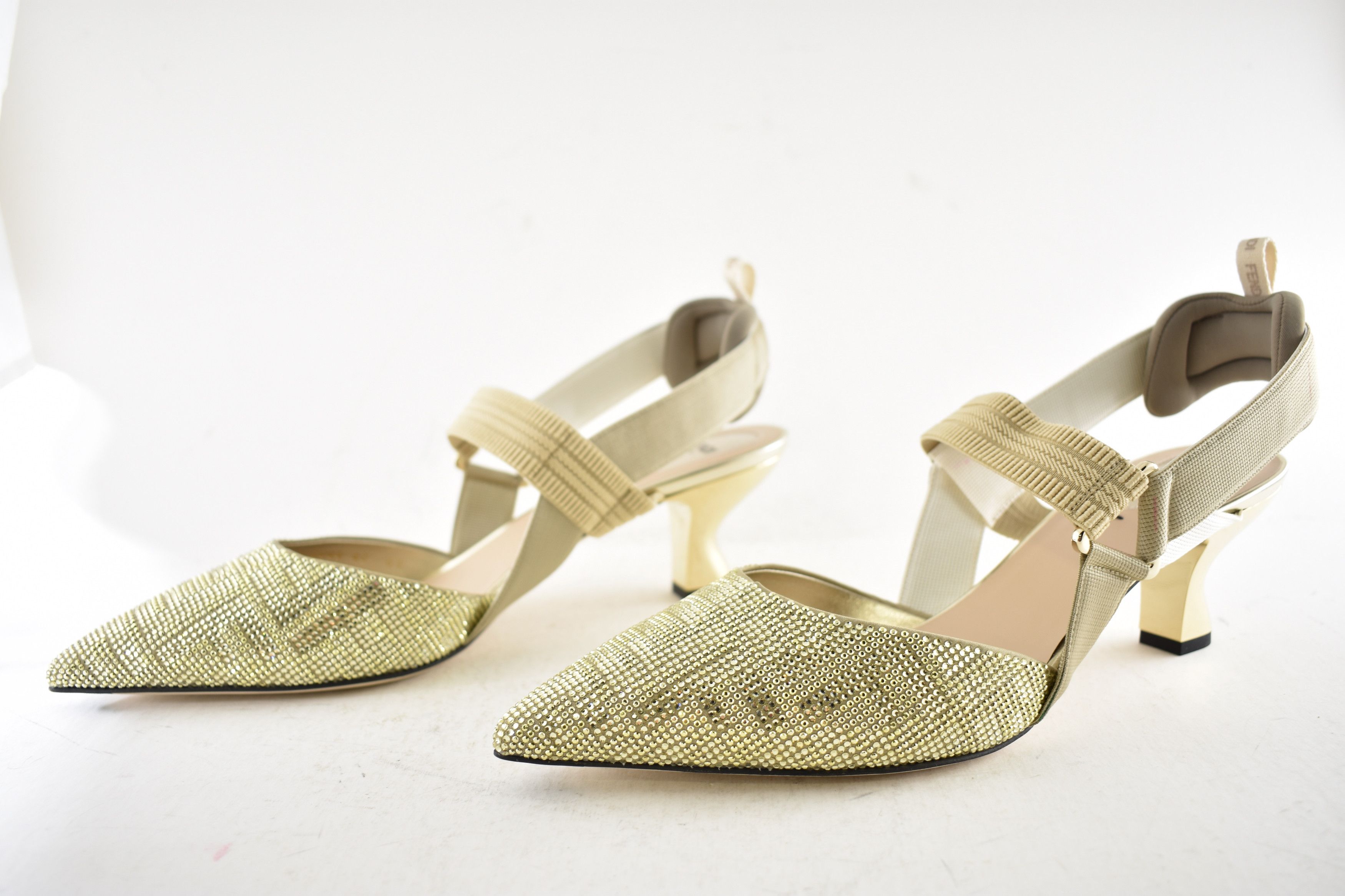 Fendi Colibri 55mm Strass Crystal FF Logo Slingback Heel Pump 42 Size US 12 / IT 42 - 13 Thumbnail