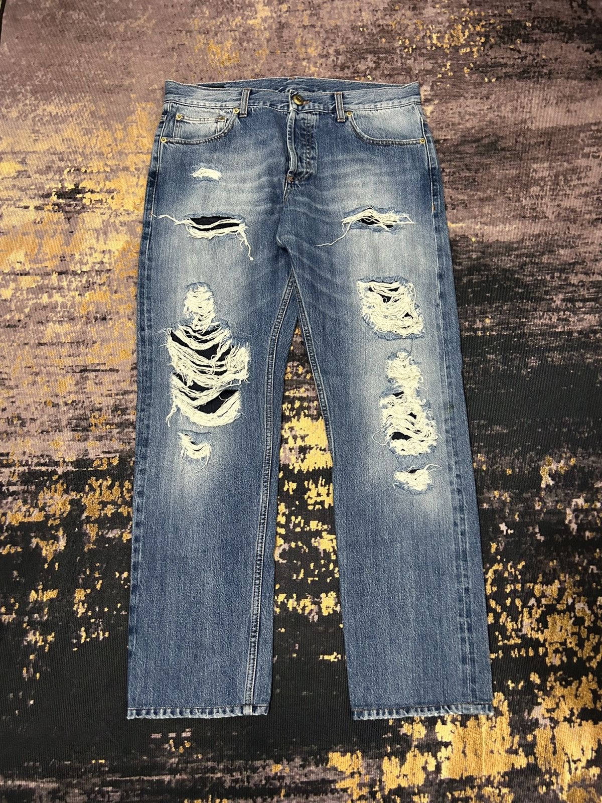 Alexander McQueen Alexander MQueen Style Destroyed Selvedge Jeans Size US 34 / EU 50 - 2 Thumbnail