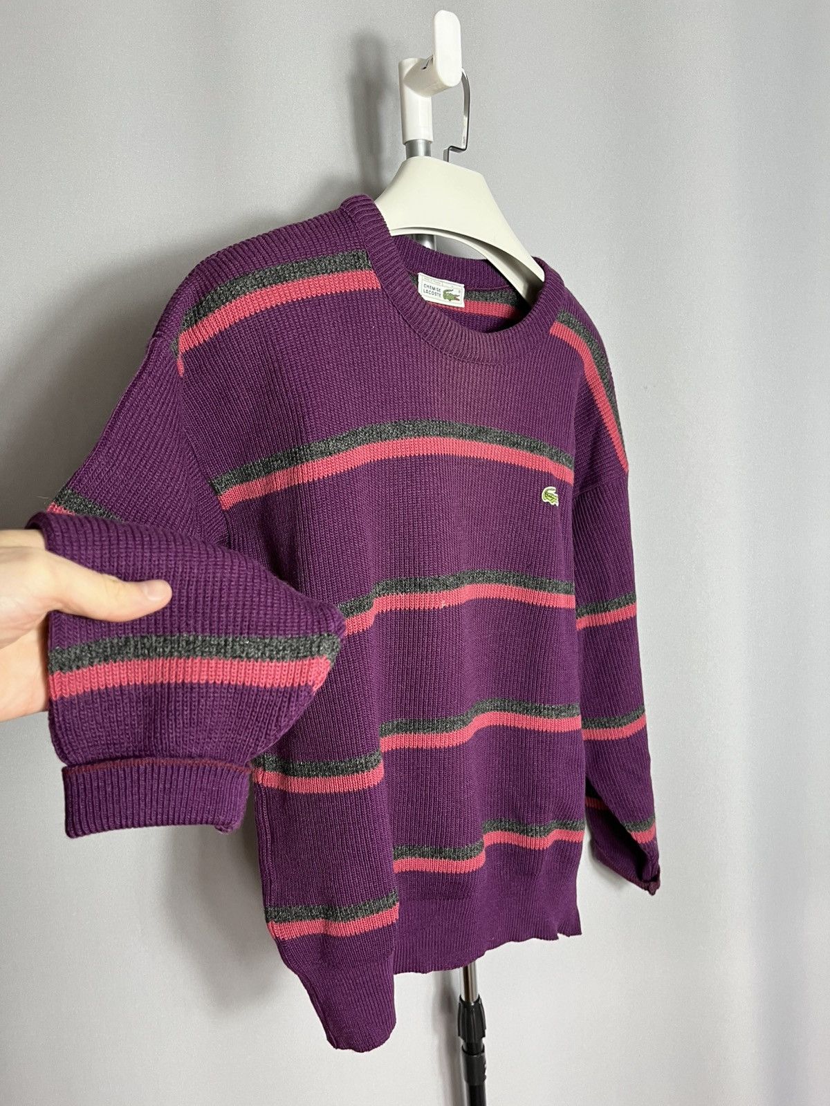 Lacoste Chemise Lacoste 90s sweater striped knit mens wool france Size US M / EU 48-50 / 2 - 3 Thumbnail