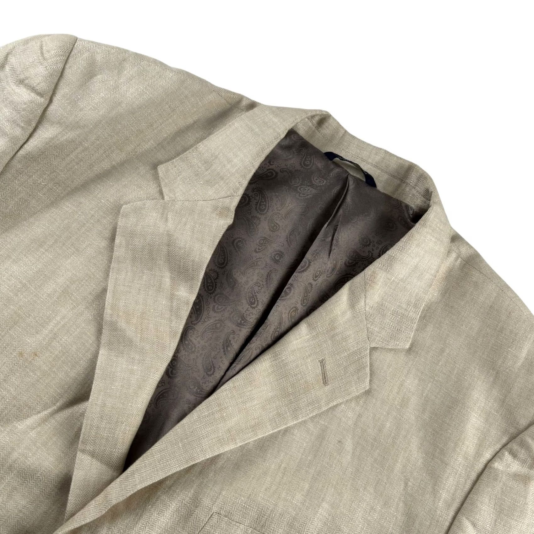 Vintage Alan Flusser Men’s Linen Blazer Jacket Tan 48L Size 48R - 2 Thumbnail