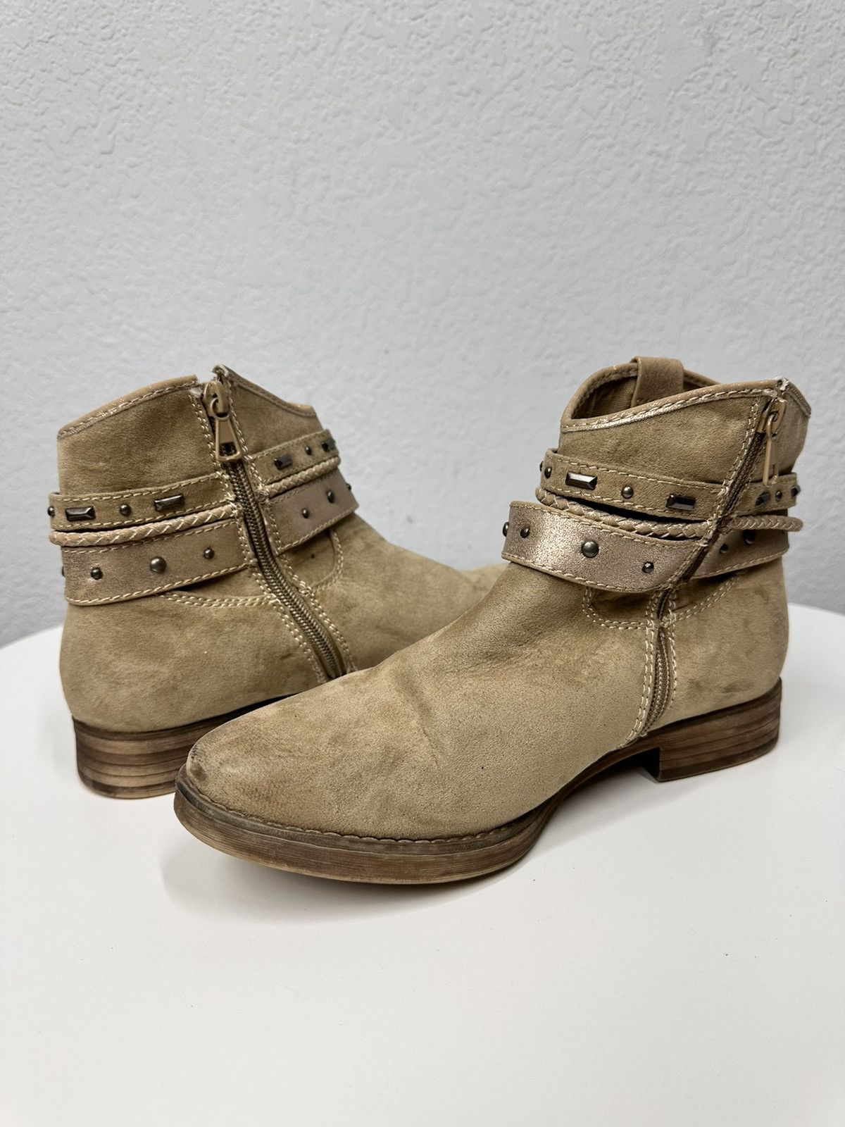 A.S.98 WOW😻 A.S.98 BEIGE LEATHER ANKLE WESTERN VINTAGE ISSEY MIYAKE Size US 9 / IT 39 - 9 Thumbnail
