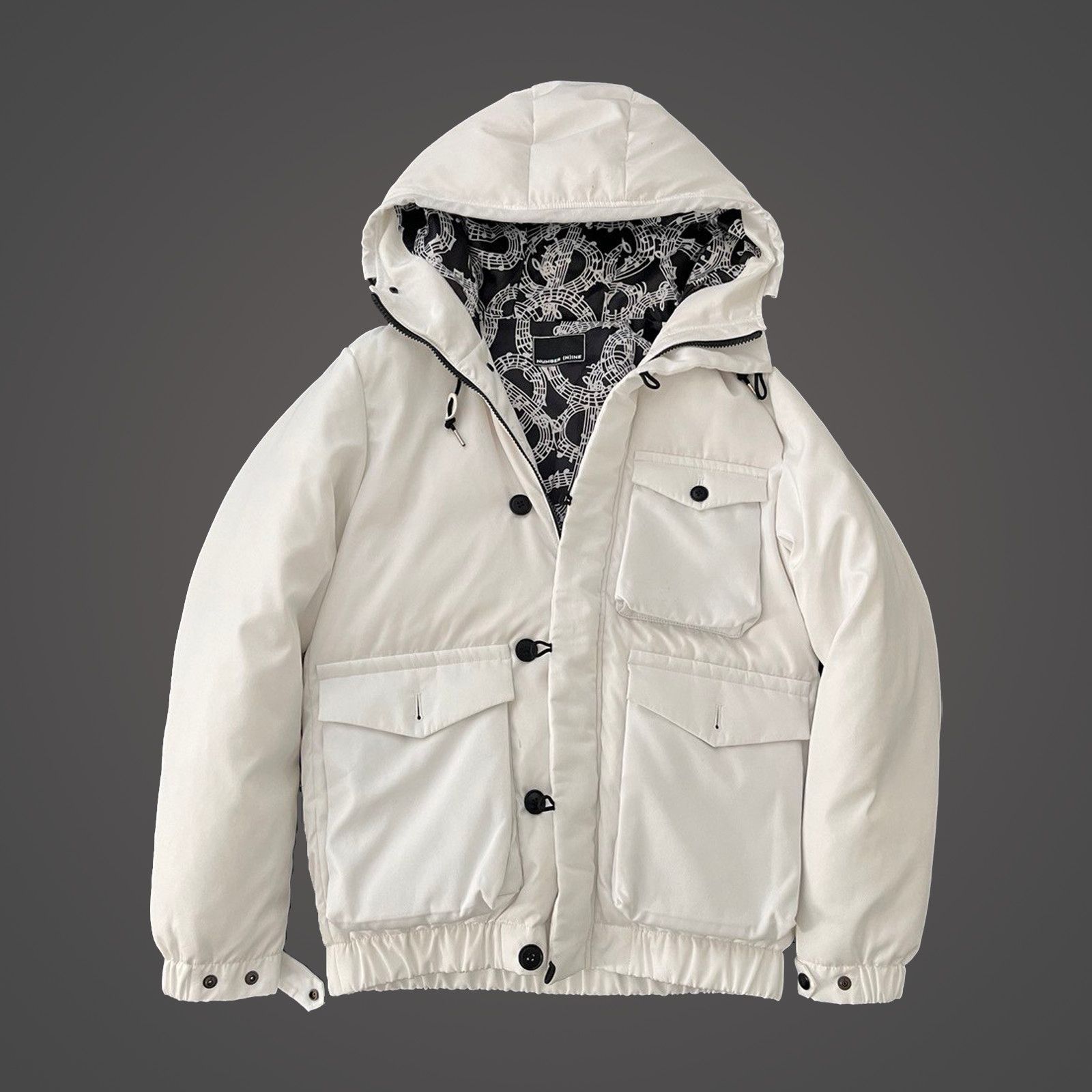 image of Number N Ine x Takahiromiyashita The Soloist Number (N)Ine Cargo Melody Puffer Jacket in White (Siz
