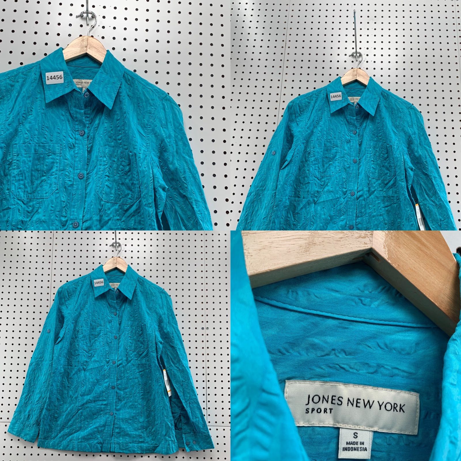 Jones New York NEW Jones New York Long Sleeve Button Down Shirt Women Size Small Teal Solid Cotton Casual Size S / US 4 / IT 40 - 8 Thumbnail