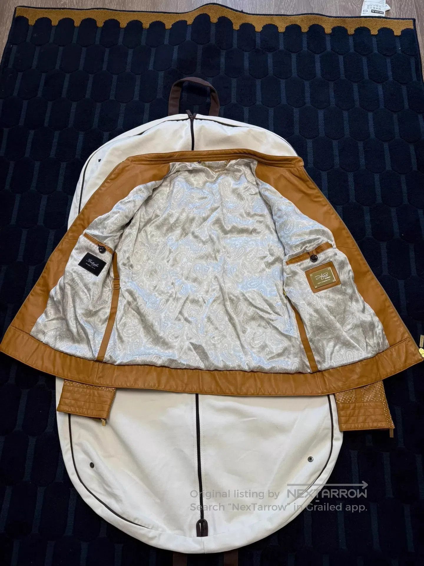 Hettabretz Beige Perforated Leather Jacket Size M. Size US M / EU 48-50 / 2 - 4 Thumbnail