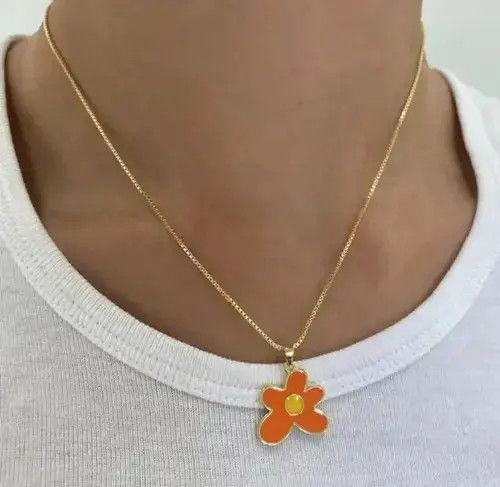 Jewelry Irrugular Orange Pendant Necklace Size ONE SIZE - 2 Thumbnail