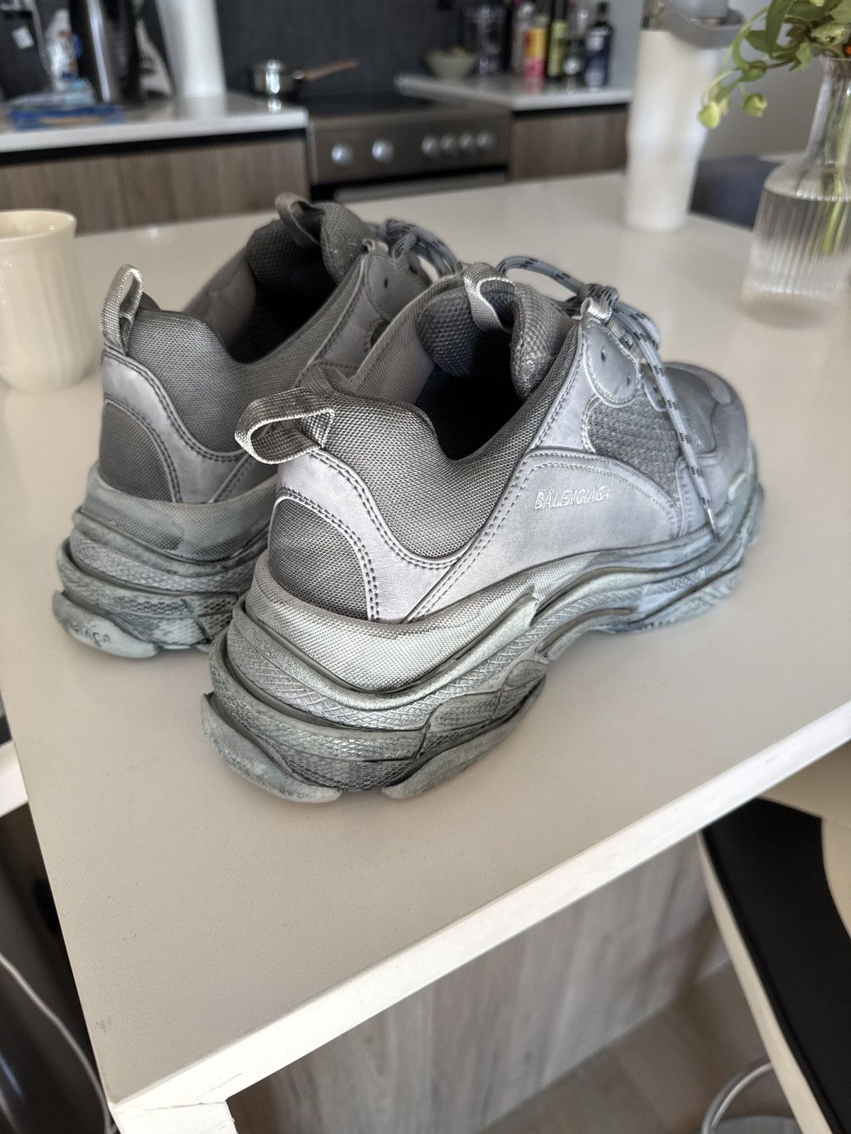 Balenciaga Balenciaga Triple S grey distressed sneakers Size US 12 / EU 45 - 6 Thumbnail