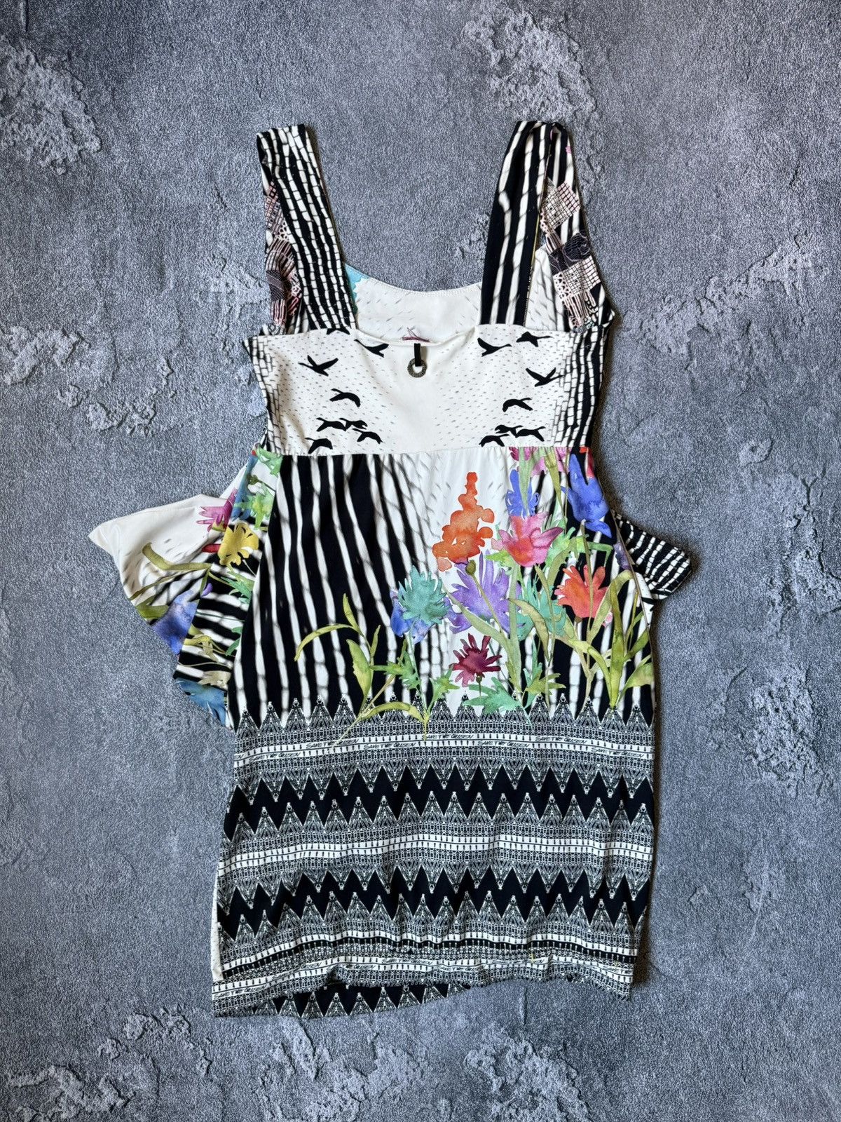 Jean Paul Gaultier Save The Queen Asymmetrical Printed Colorful Abstract Dress Size L / US 10 / IT 46 - 9 Thumbnail