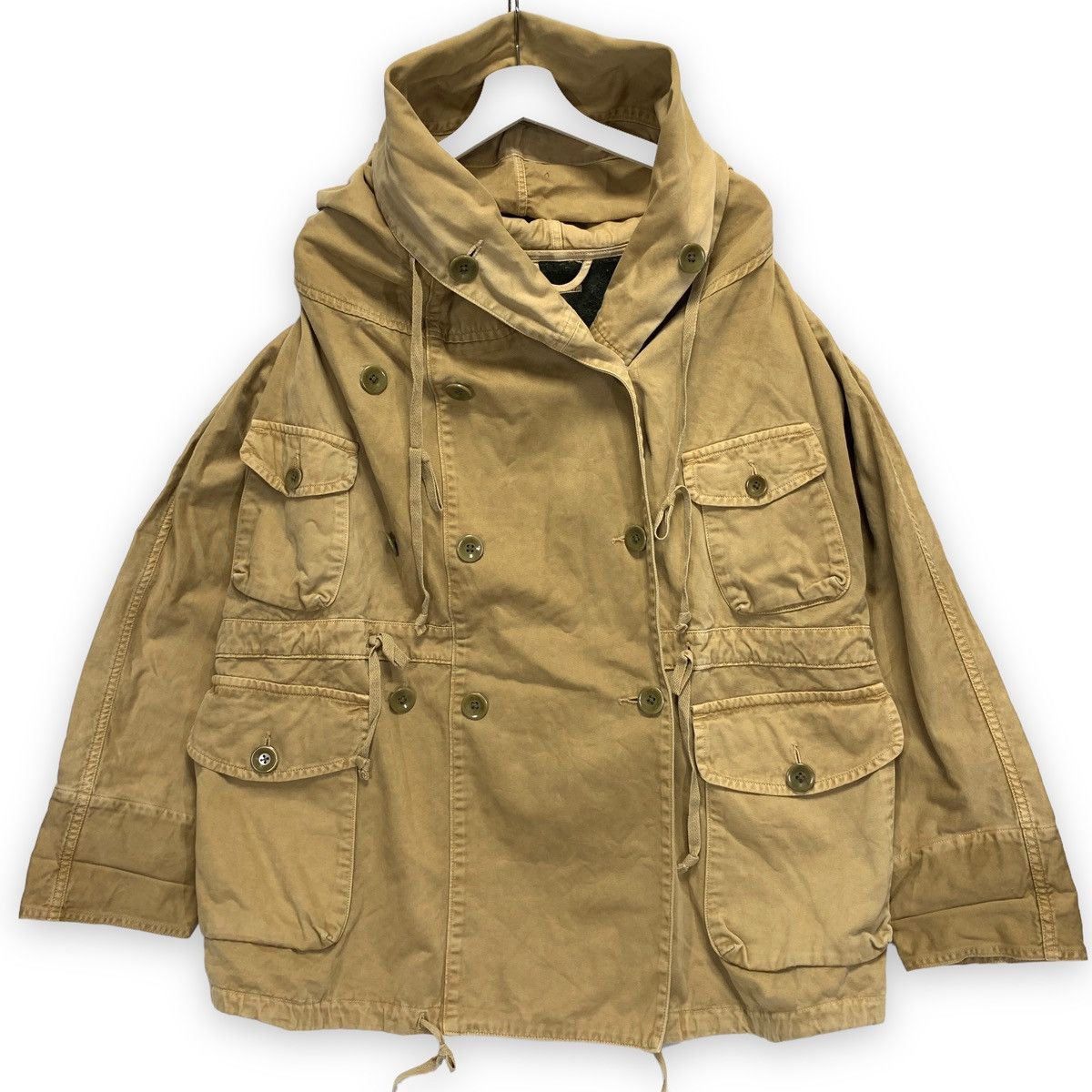 image of Kapital Cotton Chino Katsuragi Ring Coat Jacket in Beige, Men's (Size Small)