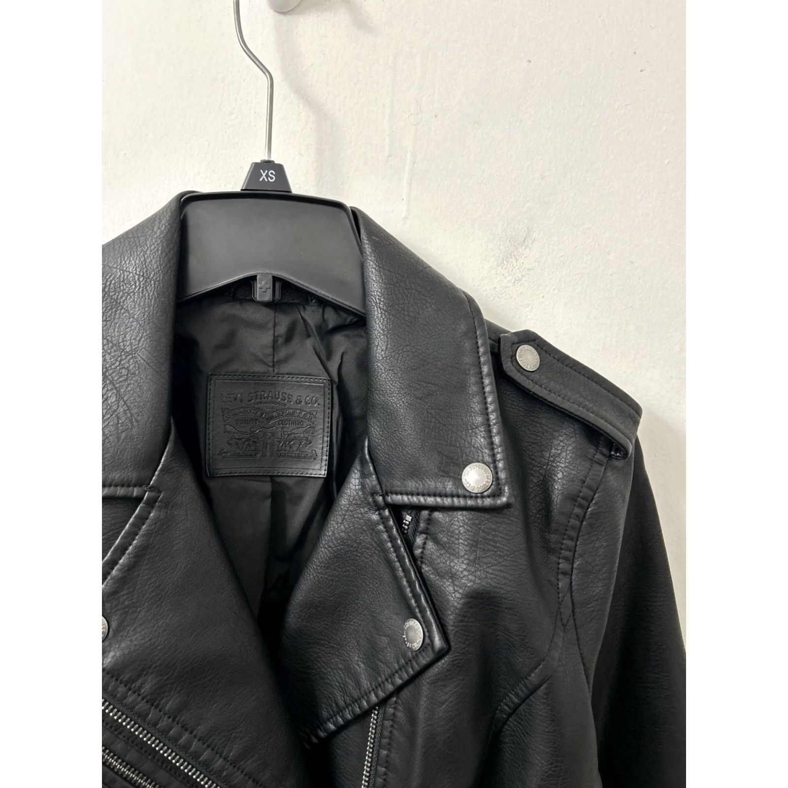 Levi's Levis Womens Faux Leather Moto Jacket Size M Black Asymmetrical Zip Biker Jacket Coat Size M / US 6-8 / IT 42-44 - 4 Thumbnail