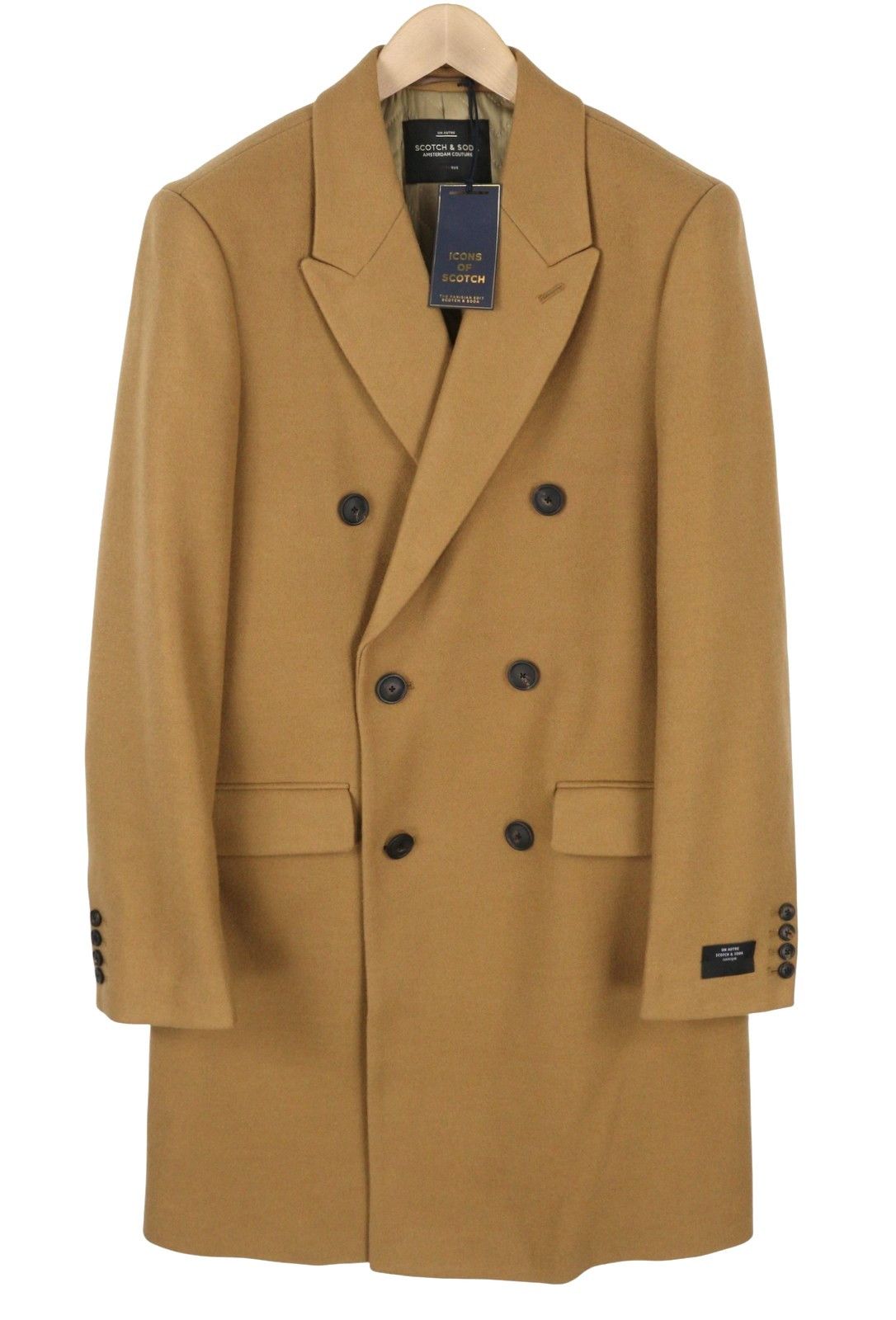 M Brown Double Breasted Peak Lapel Coat 88479