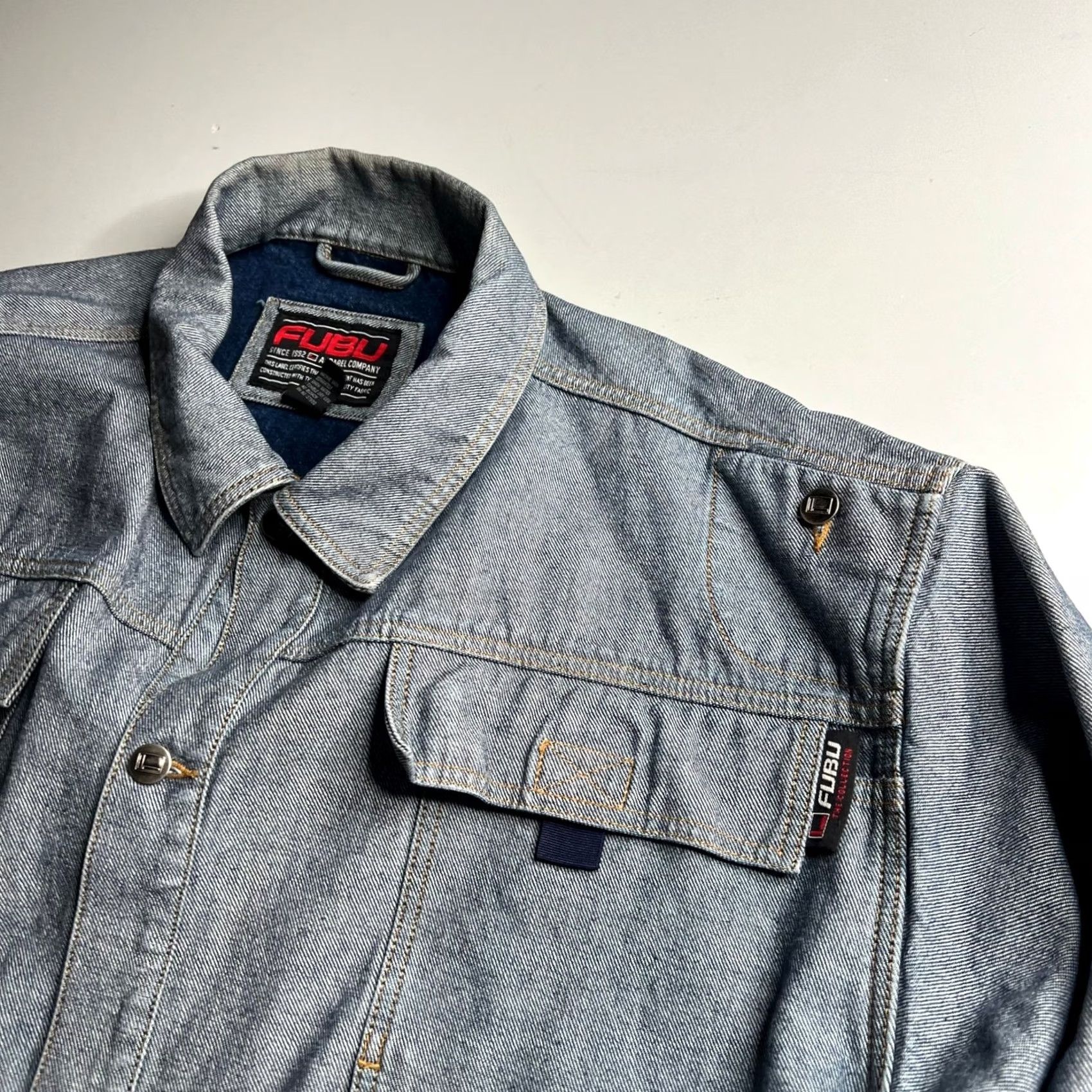 Fubu VINTAGE FUBU Denim Jacket The Collection 3XL Blue 90s Streetwear Oversized Button-Front Casual Mens Size US XXL / EU 58 / 5 - 6 Thumbnail