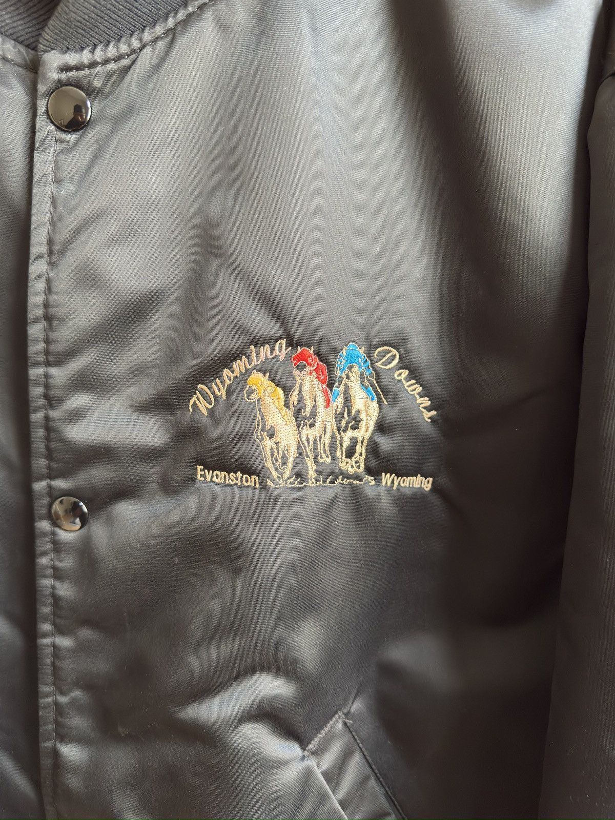 Vintage Wyoming Downs Satin Bomber Black Size US L / EU 52-54 / 3 - 2 Thumbnail