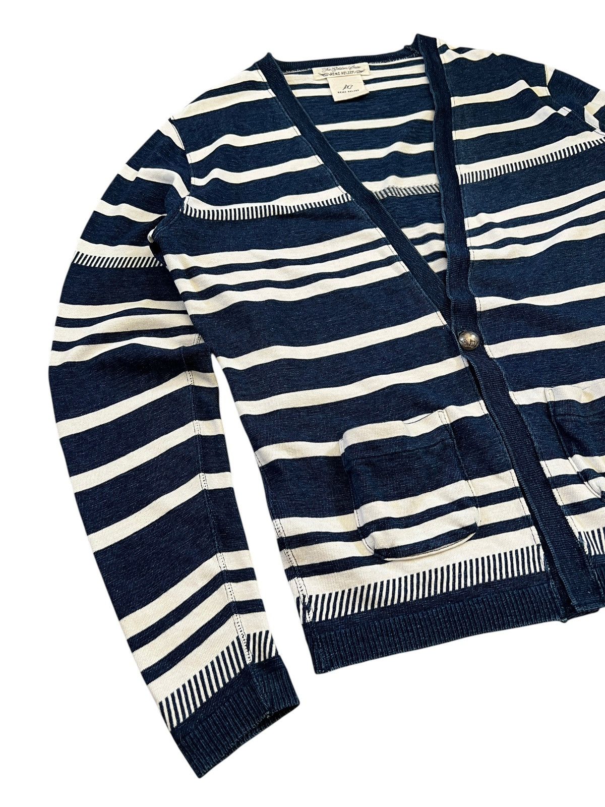 Indigo × Japanese Brand × Remi Relief Remi Relief Stripes Indigo Oversized Cardigan Size US L / EU 52-54 / 3 - 4 Thumbnail