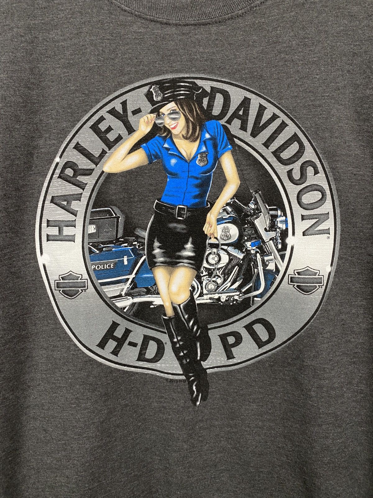 Harley Davidson 🇨🇭Vintage Y2K Harley Davidson Police Sexy Girl Choppers Tee Size US L / EU 52-54 / 3 - 4 Thumbnail