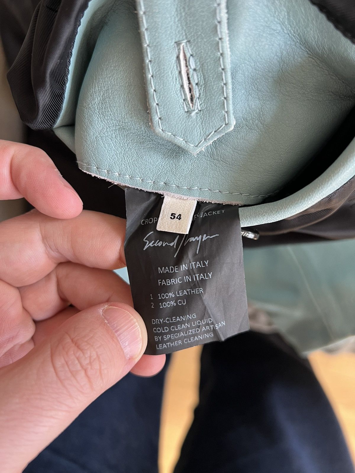 Second/Layer Cropped Leather Jacket in light blue Size US XL / EU 56 / 4 - 10 Thumbnail