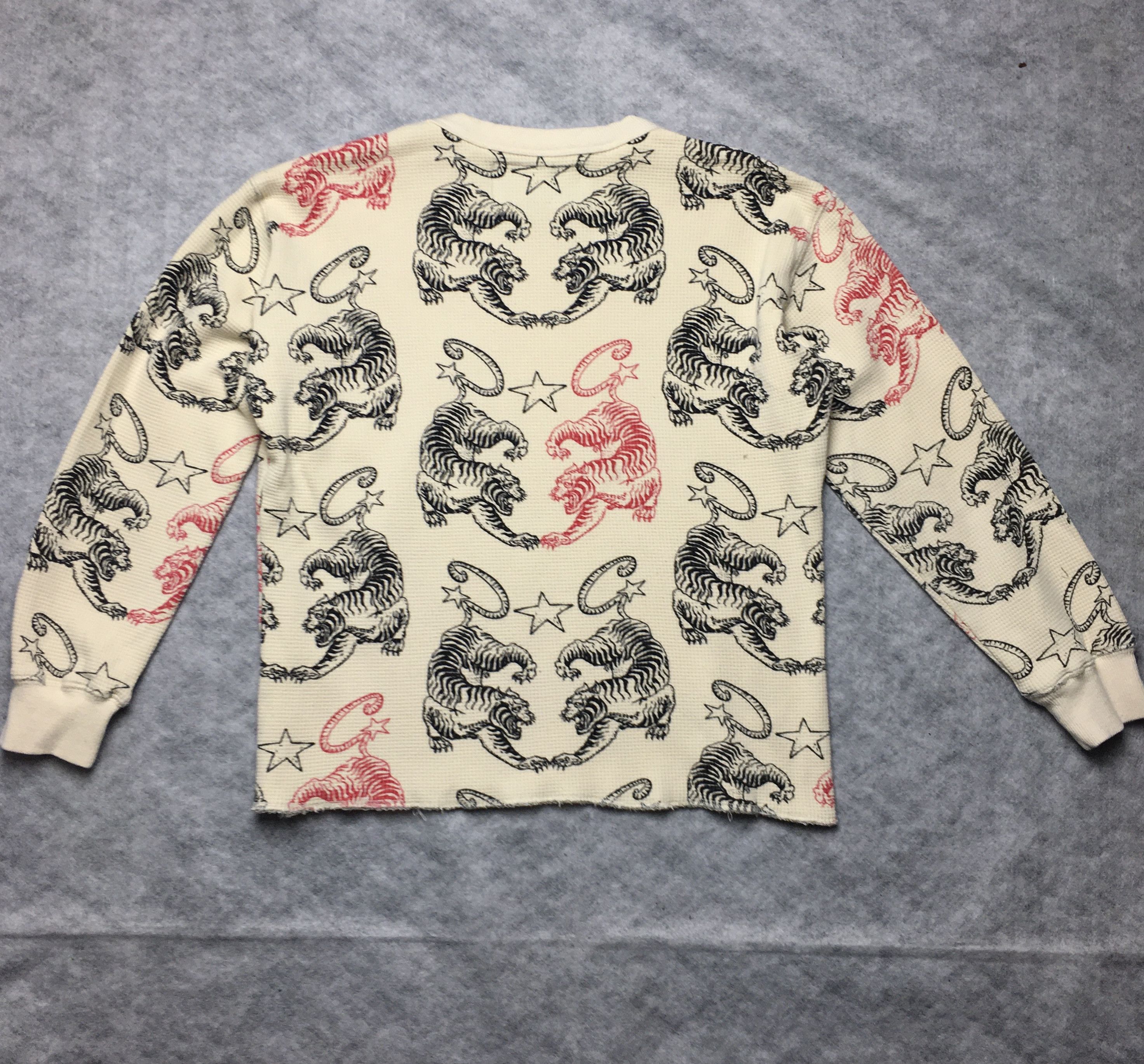 Corteiz Corteiz Tiger Print Waffle Long-Sleeve Sweatshirt Size M Size US M / EU 48-50 / 2 - 2 Thumbnail