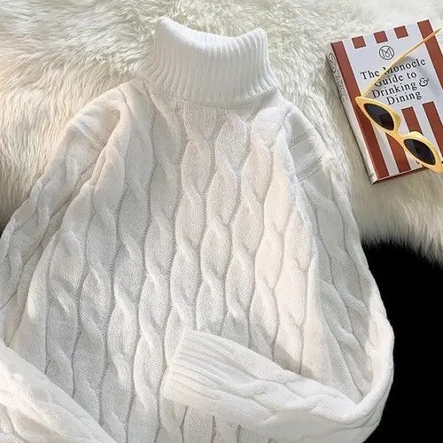 Japanese Brand × Vintage Vintage Turtleneck Long Sleeve Warm Classical Knit Sweater Size US L / EU 52-54 / 3 - 4 Thumbnail